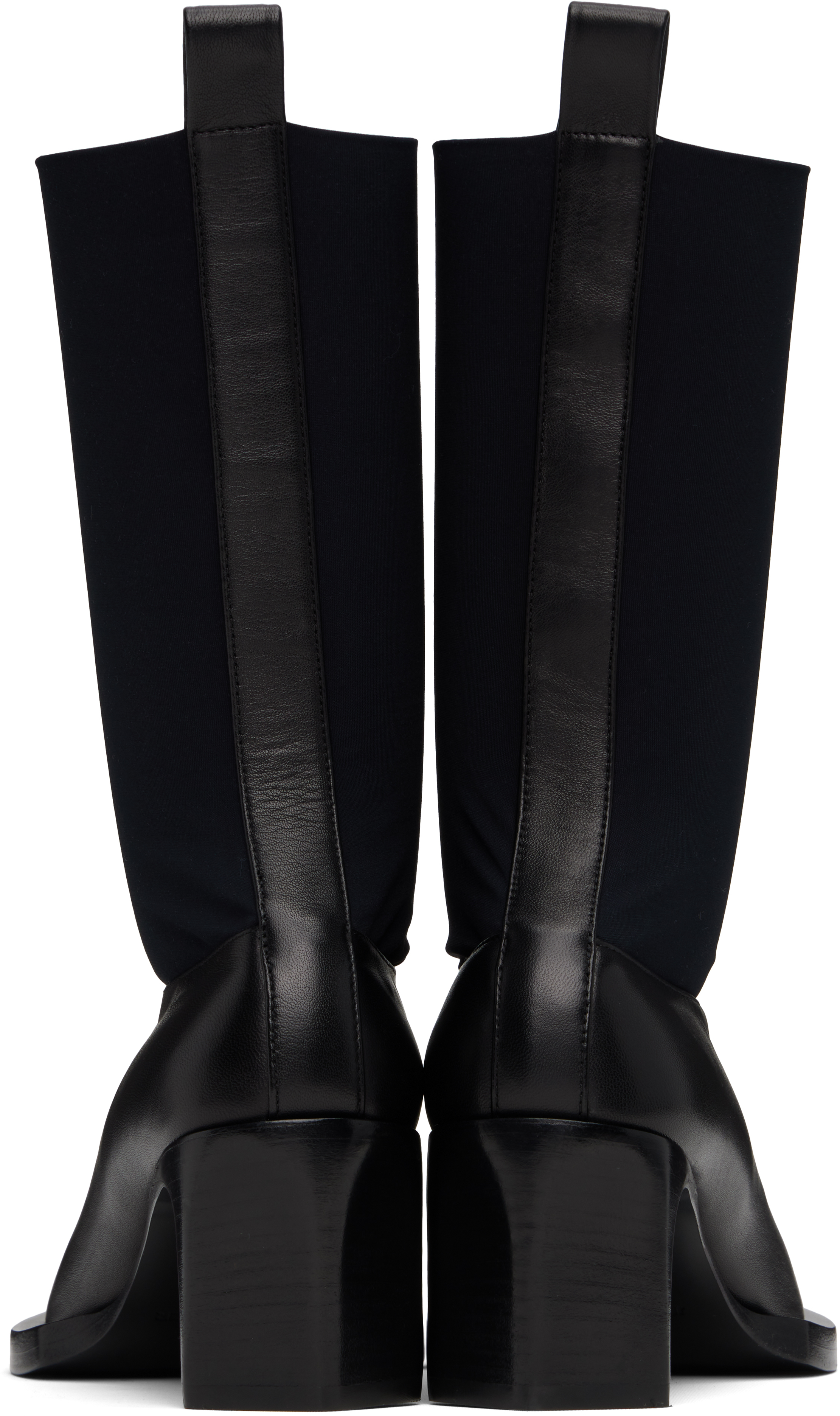 Jil Sander Stretch-knit And Leather Ankle Boots In 001 Black