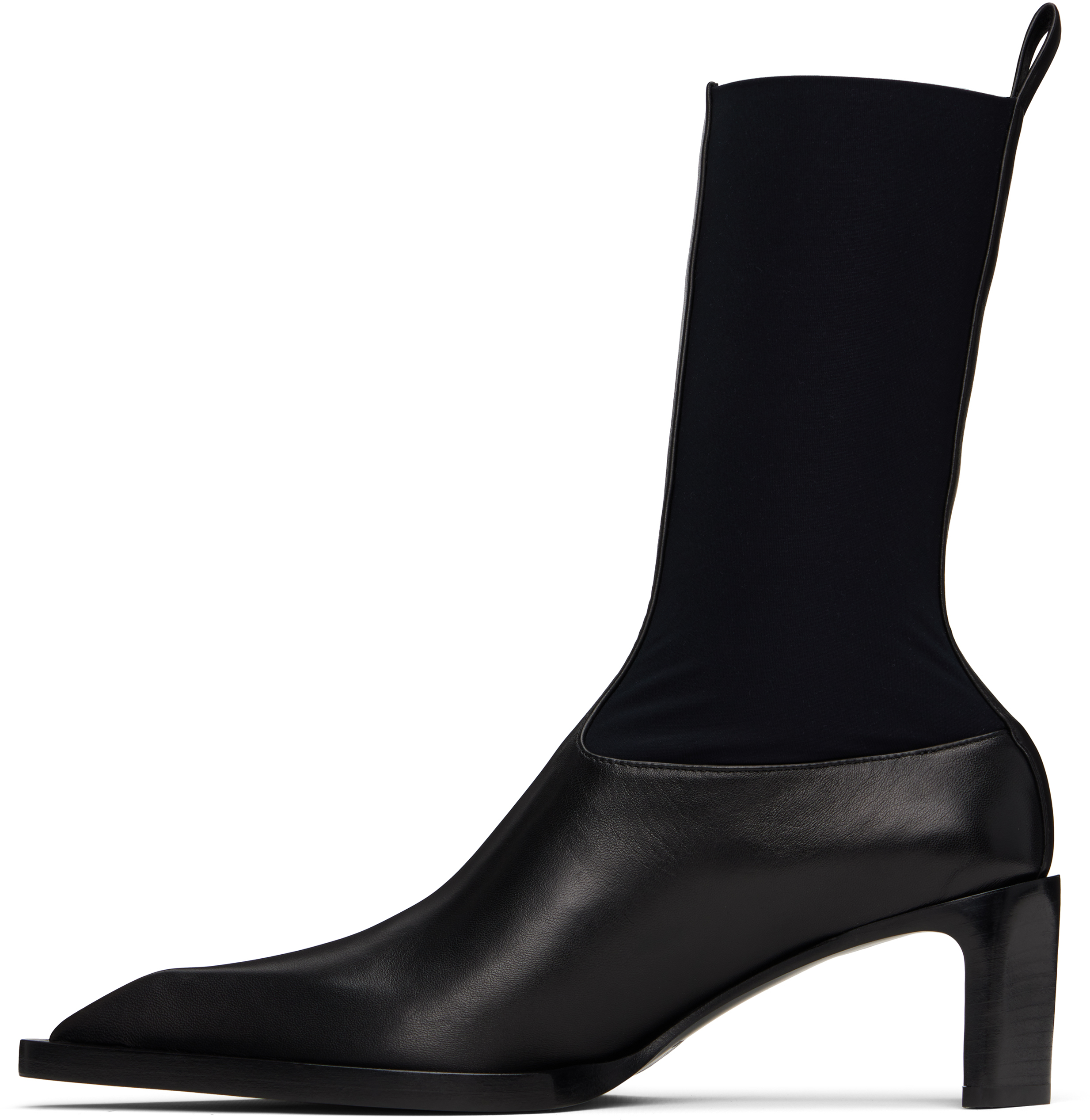 Jil Sander Stretch-knit And Leather Ankle Boots In 001 Black