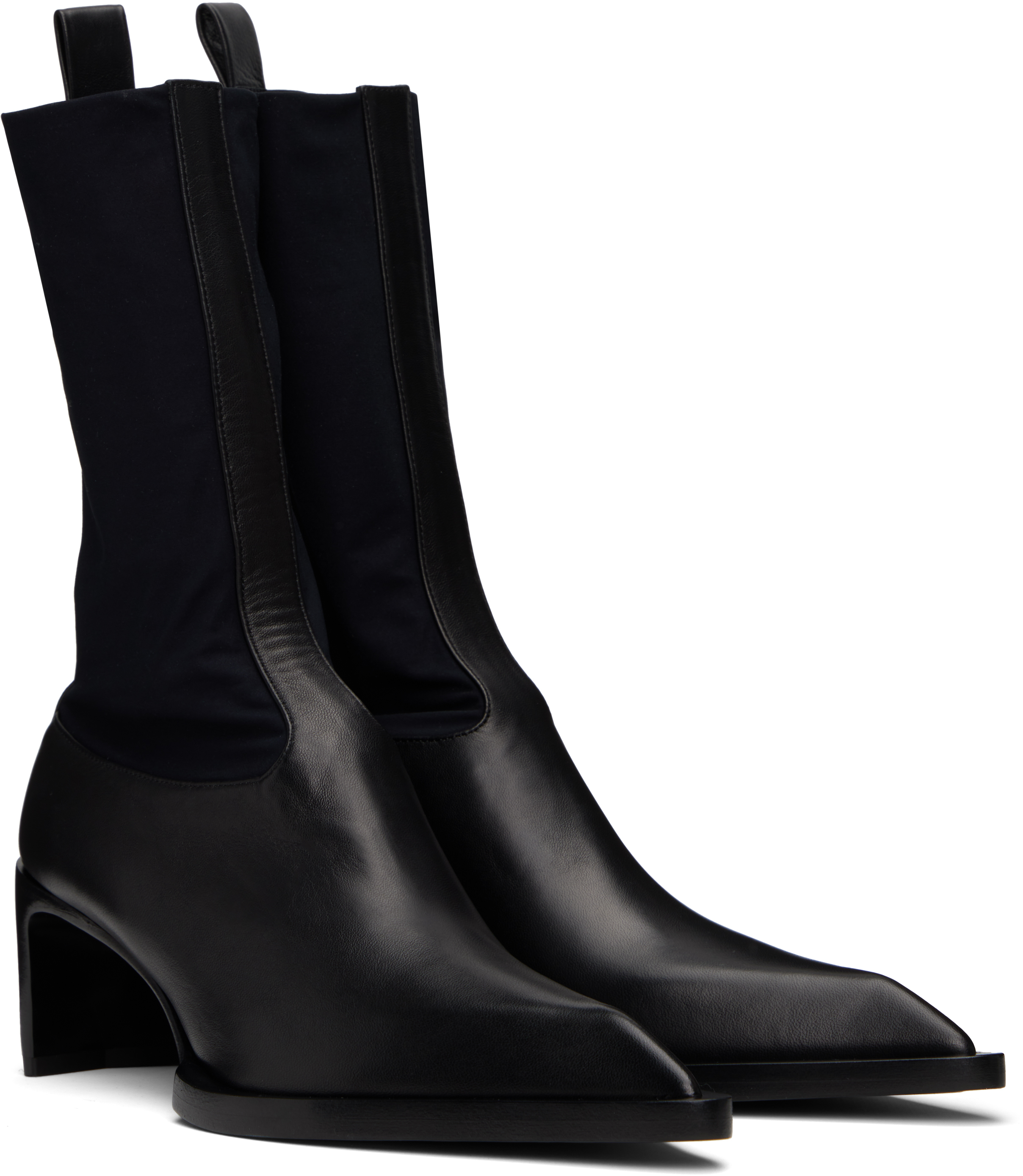 Jil Sander Stretch-knit And Leather Ankle Boots In 001 Black