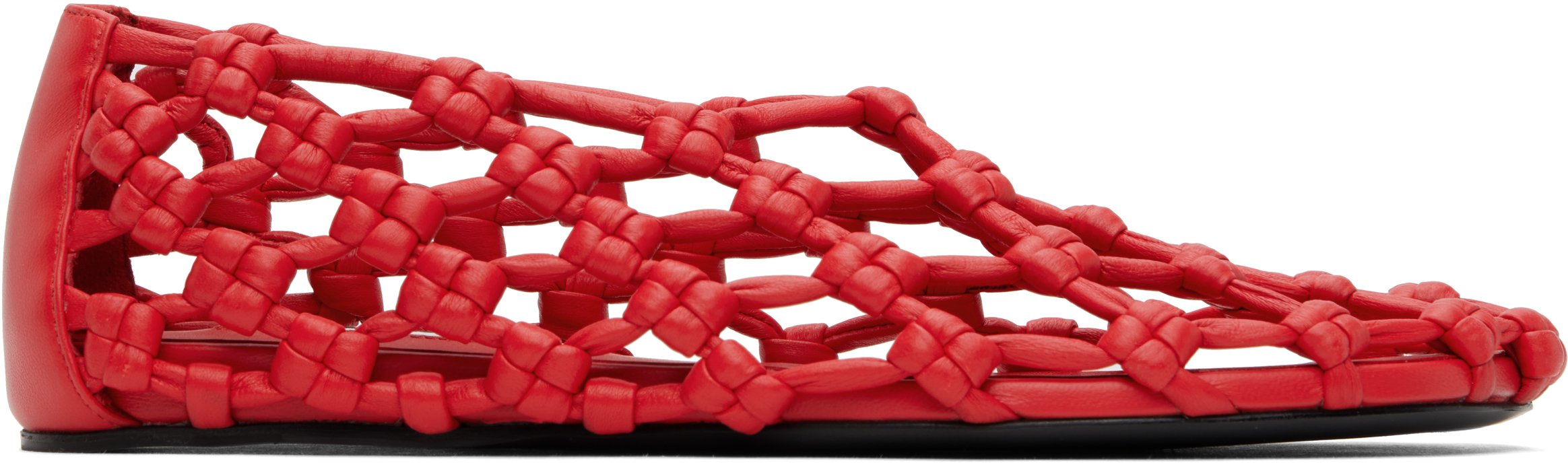 Red Hand-Knotted Ballerina Flats