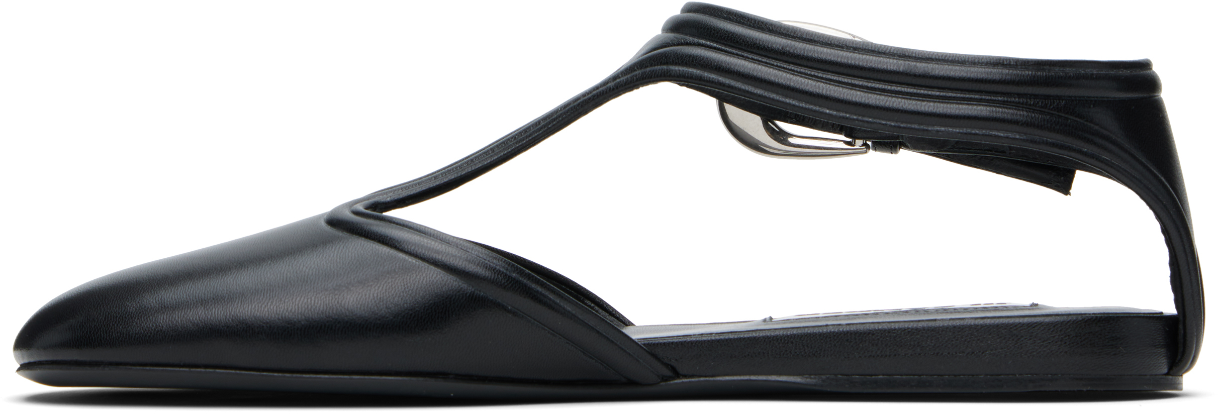Jil Sander Leather Mary Jane Flats In 001 Black