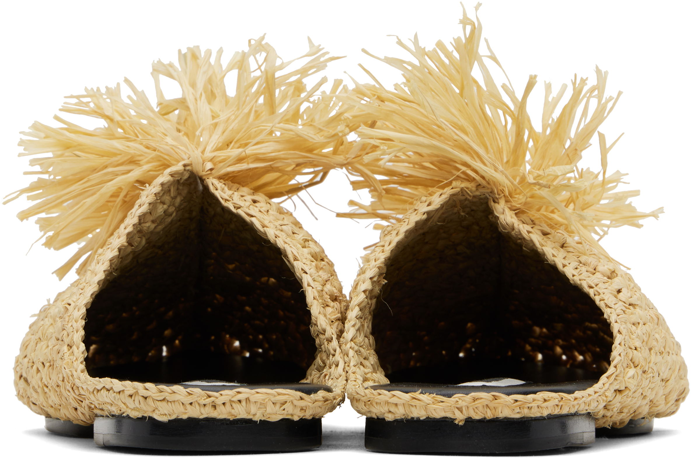 JIL SANDER BEIGE RAFFIA SLIPPERS
