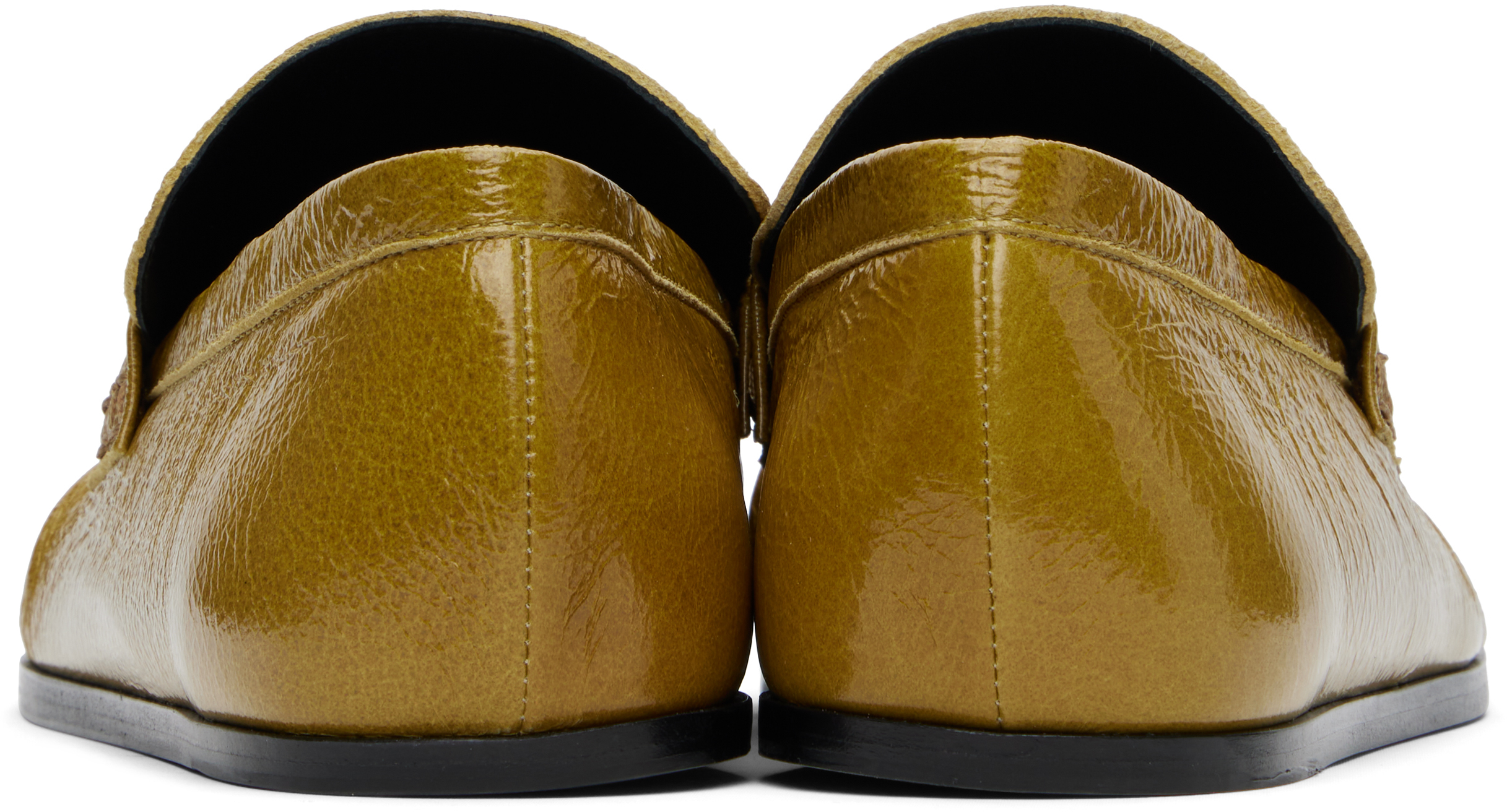 Jil Sander Yellow Patent Leather Loafers In 327 Chrtreause