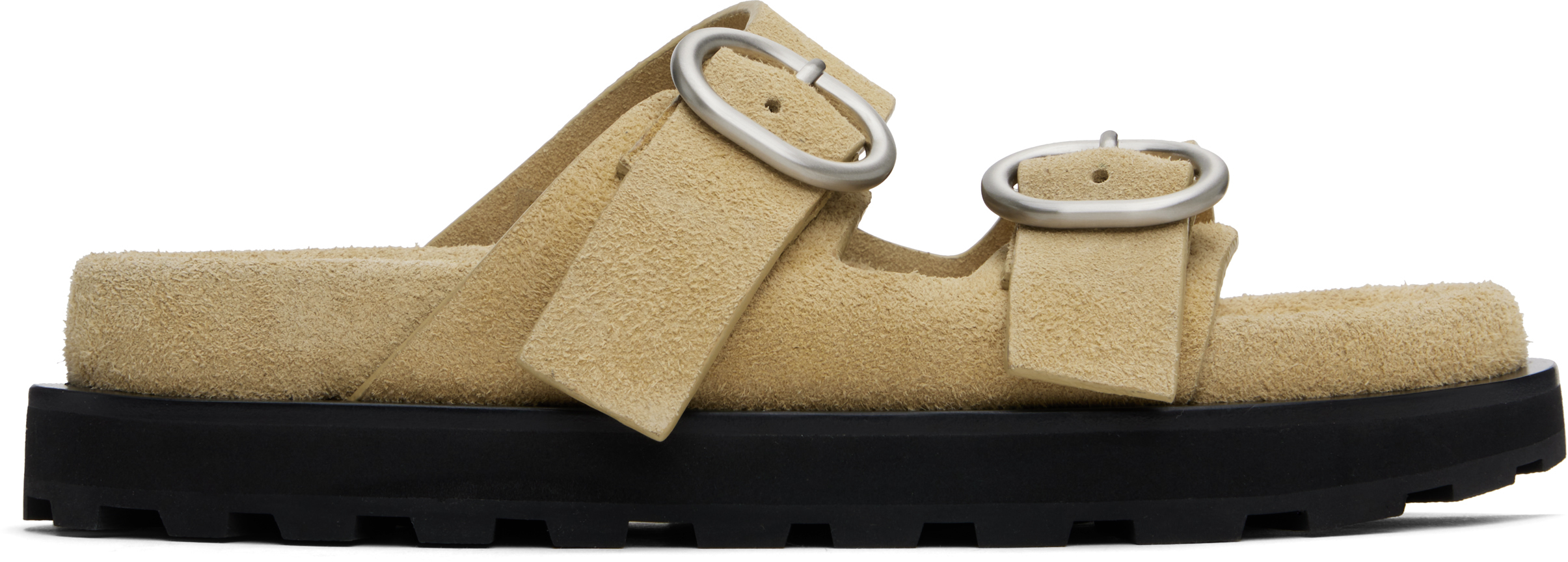 JIL SANDER BEIGE PIN-BUCKLE SANDALS