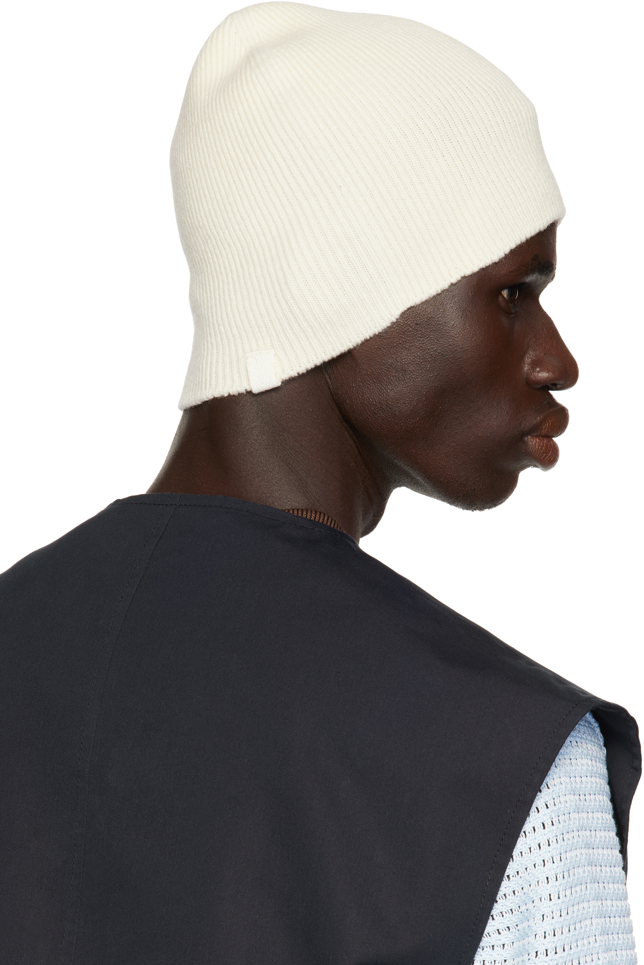 Jil Sander Off-white Rib-knit Beanie In 107 Cloud
