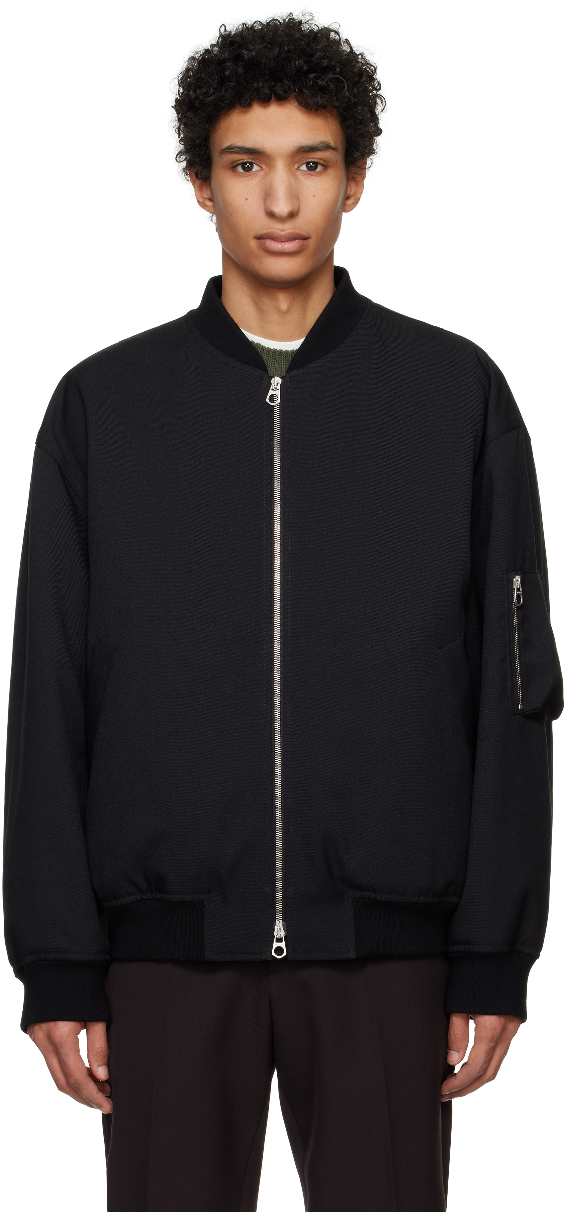 Black Padded Bomber Jacket