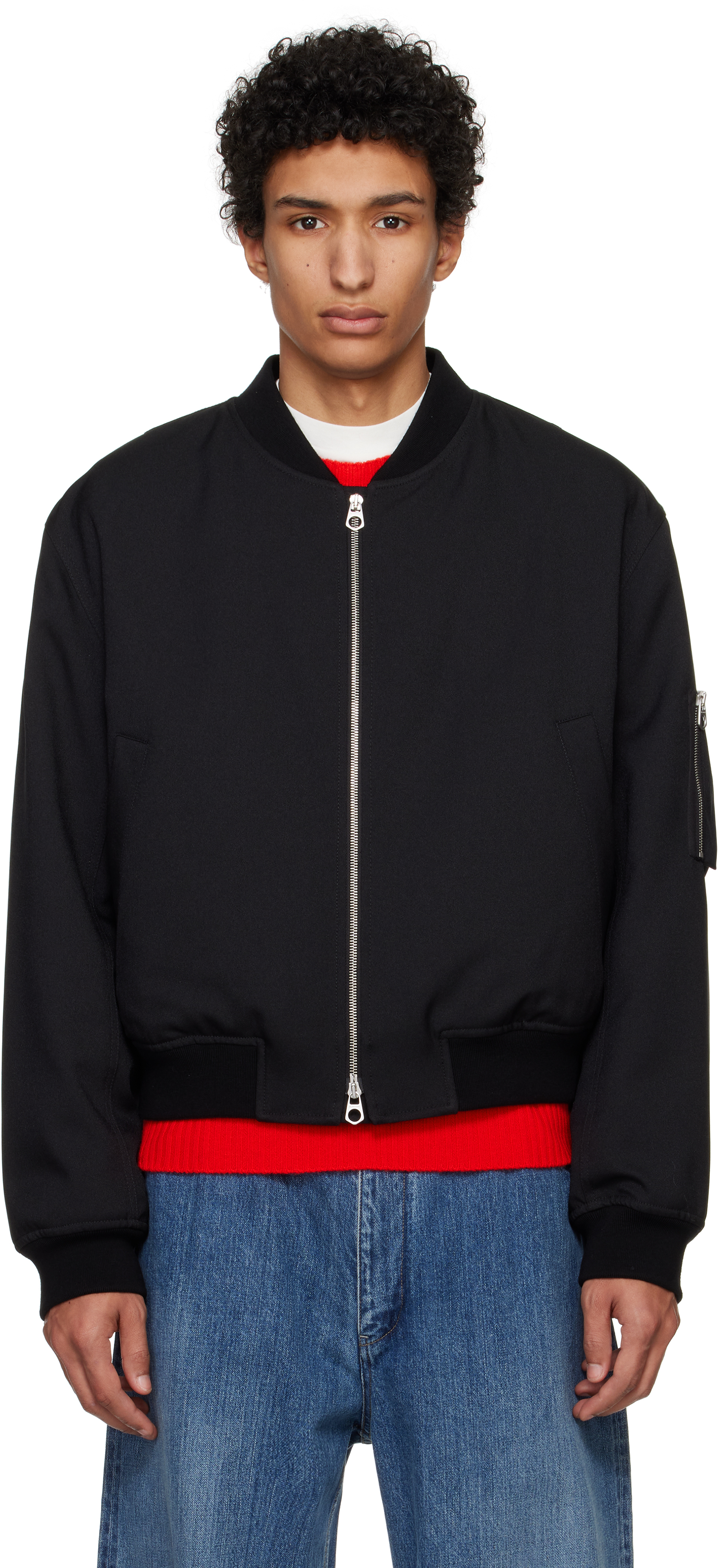 Black Padded Bomber Jacket