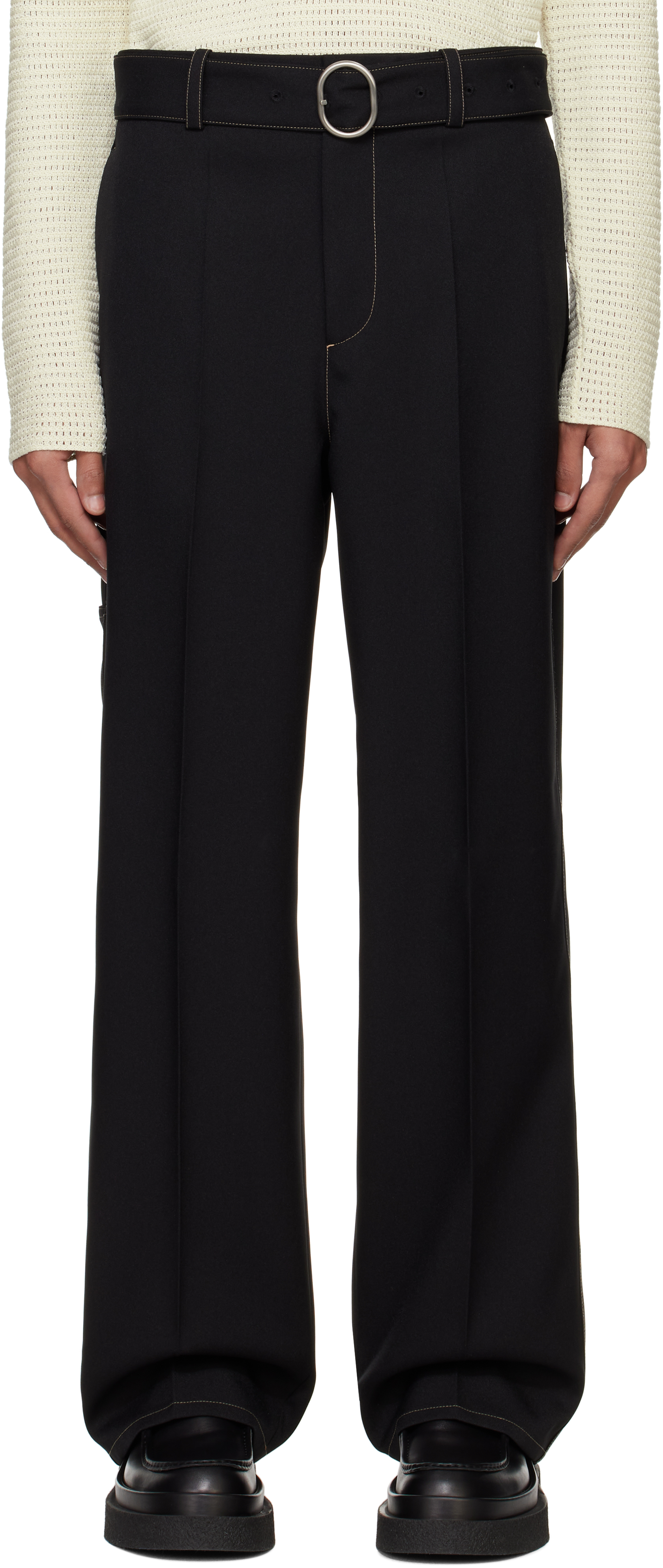 Black Belted Trousers