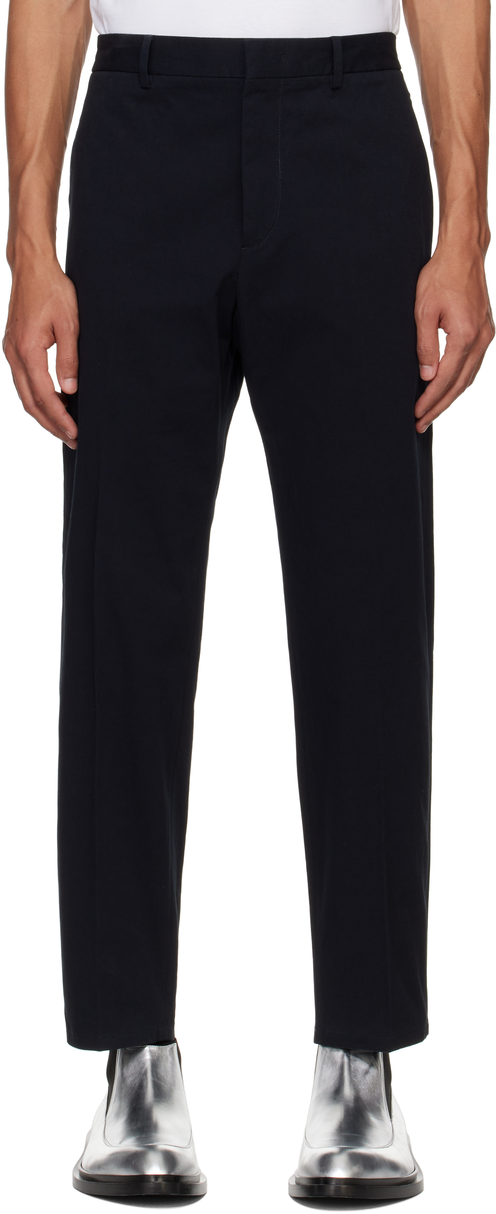 Navy Tapered Trousers