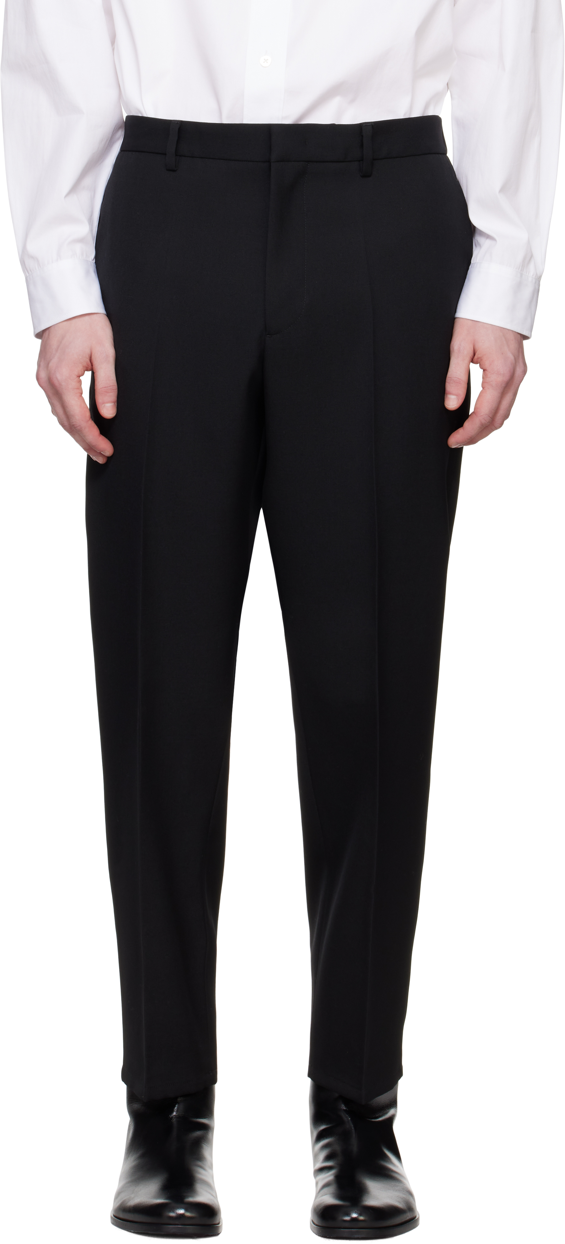 JIL SANDER ブラック テーパードスラックス Jil Sander ハイウエスト テーパードパンツ | ブラック