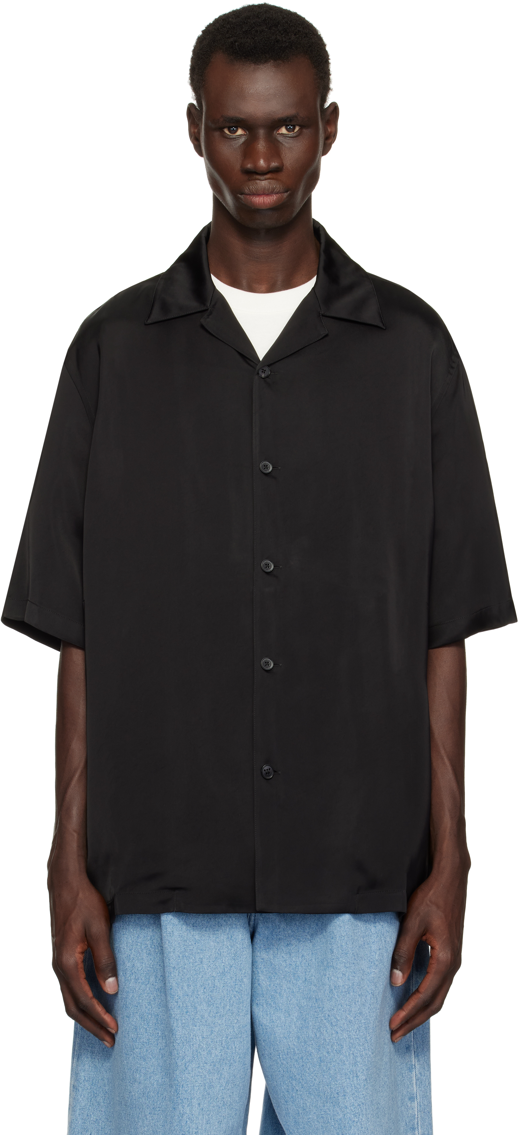 【関税込み】Jil Sander ブラック サテン シャツ Jil Sander サテンシャツ | ブラック | FARFETCH JP