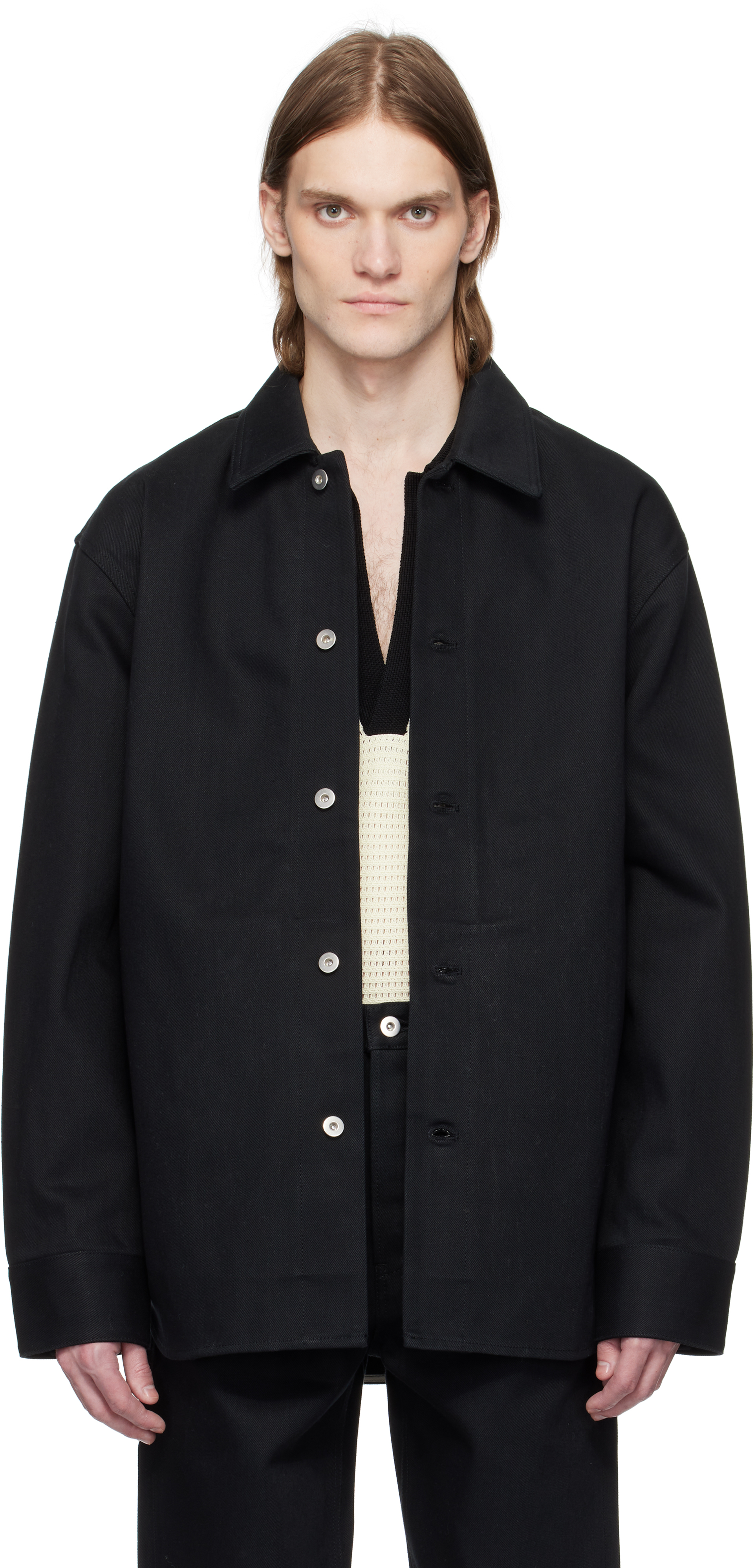ジャケット・アウター JIL SANDER PLUS OVERSHIRT Jil Sander Men's Plus Down Jacket in Black Jil Sander