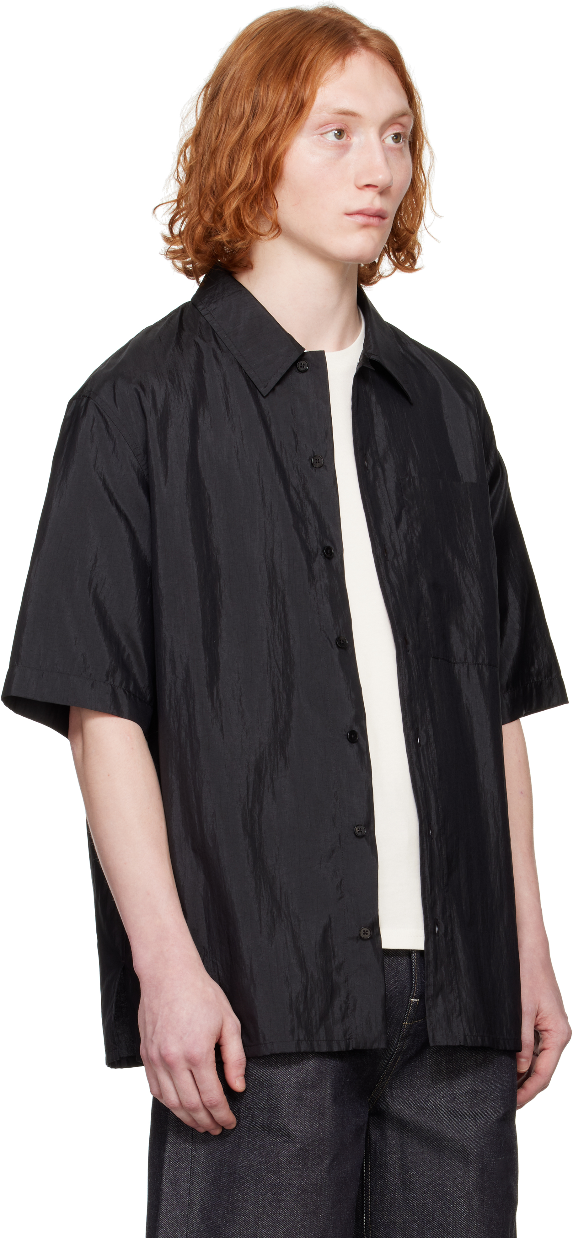 Jil Sander Black Canvas Shirt In 001 Black