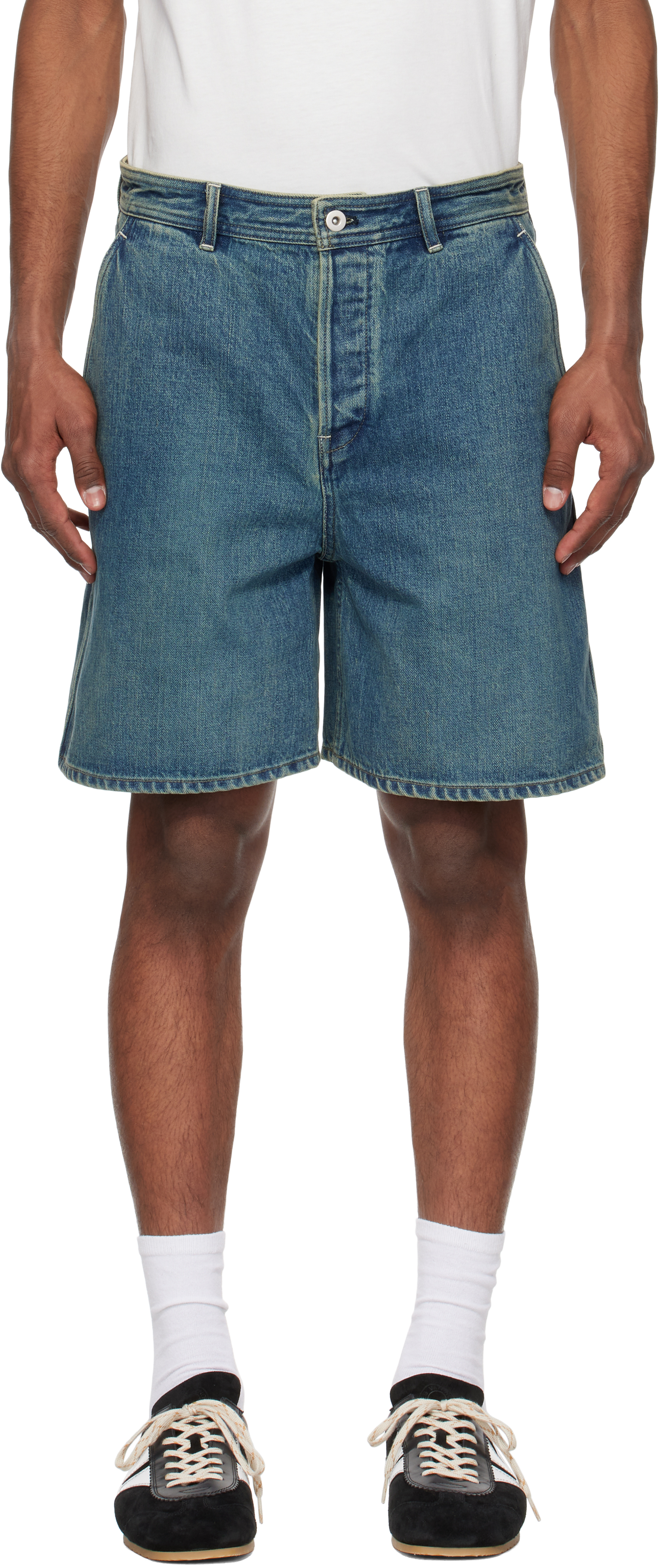 Blue Faded Denim Shorts