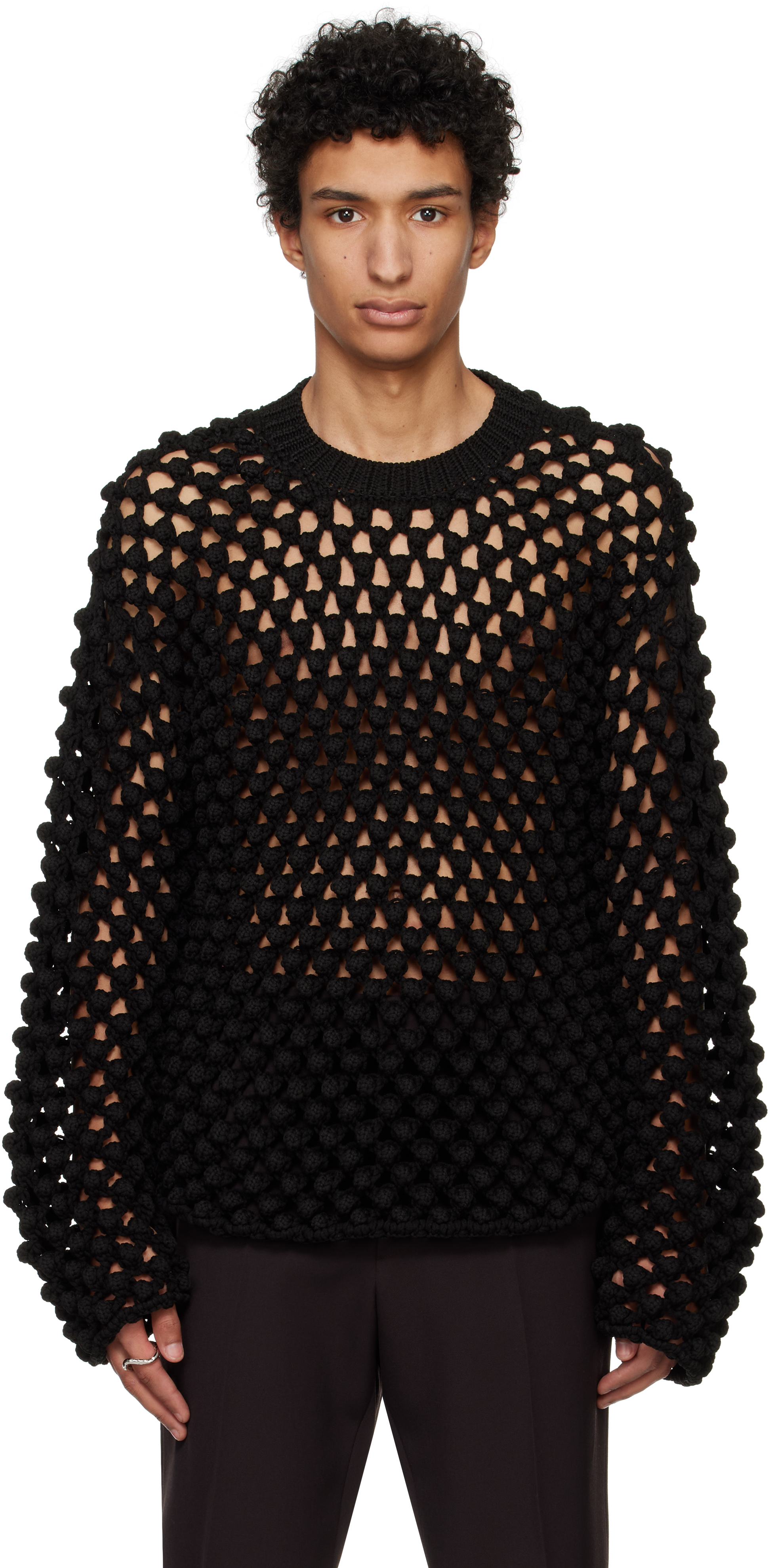 Black Crew-Neck Sweater by Jil Sander on Sale