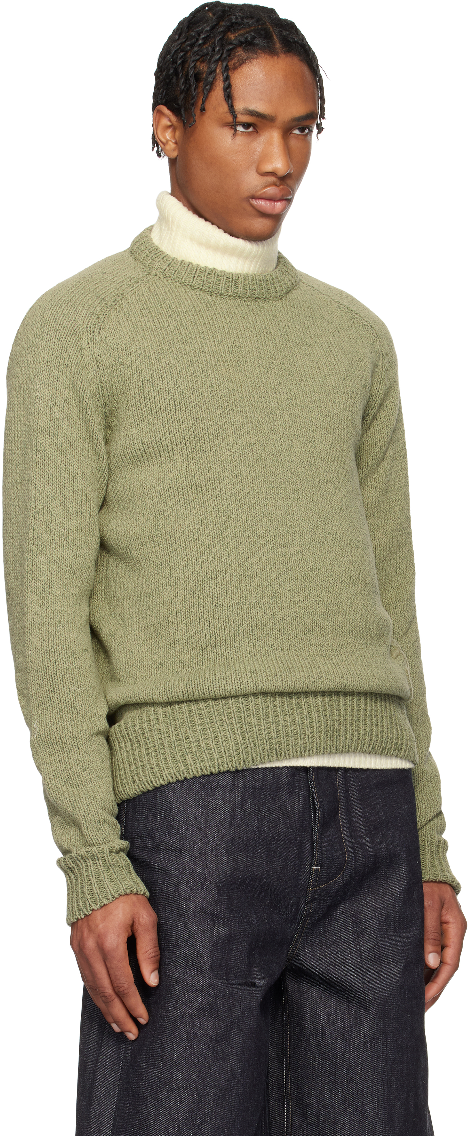 Jil Sander Green Embroidered Sweater In 317 Slate Green