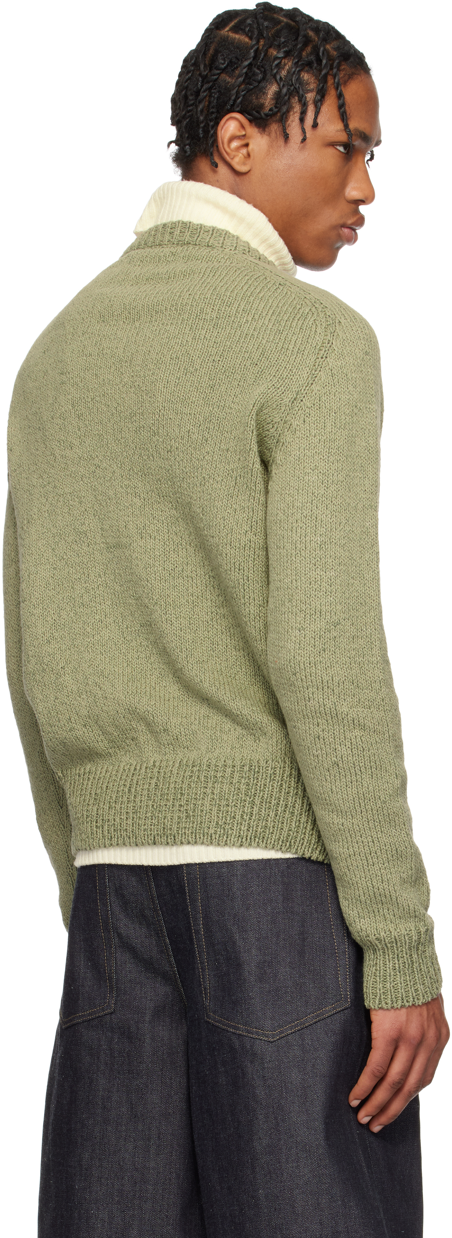 Jil Sander Green Embroidered Sweater In 317 Slate Green