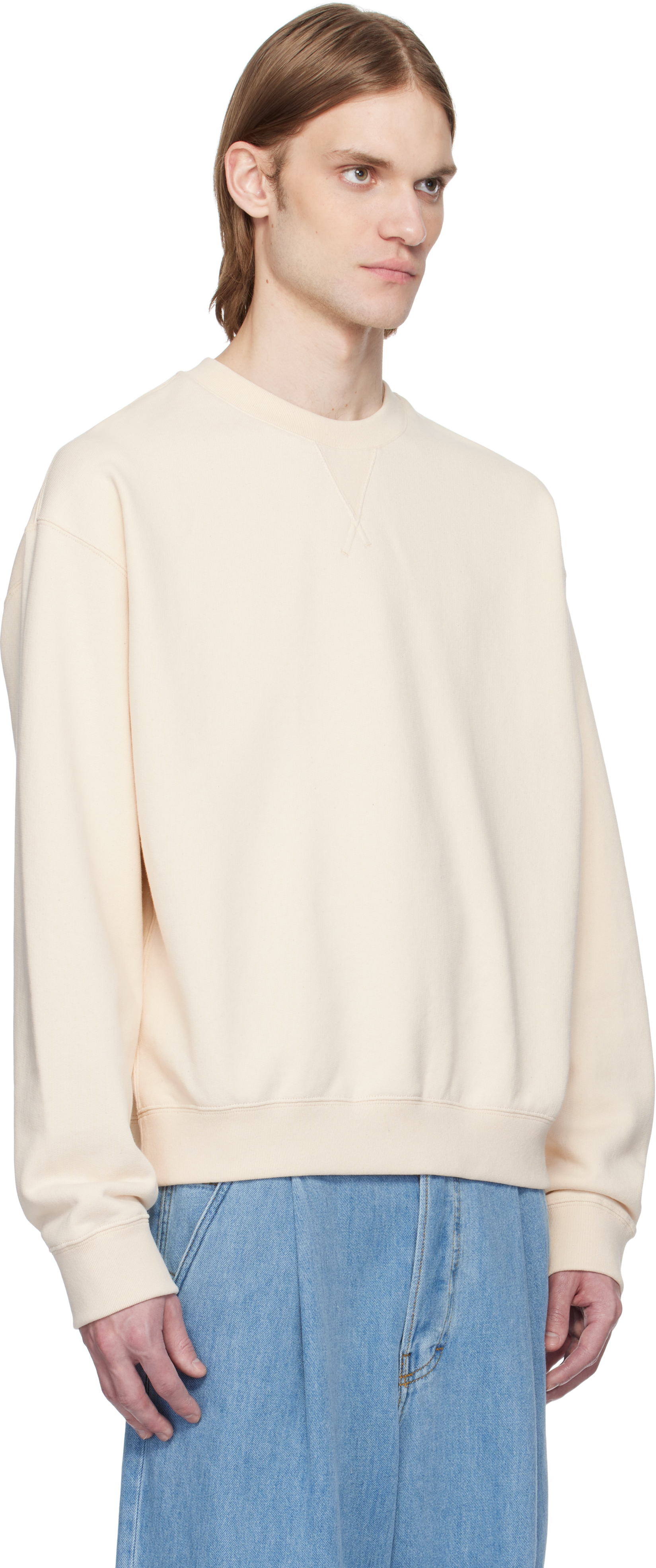 Jil Sander Beige Embroidered Logo Sweatshirt In Neutral