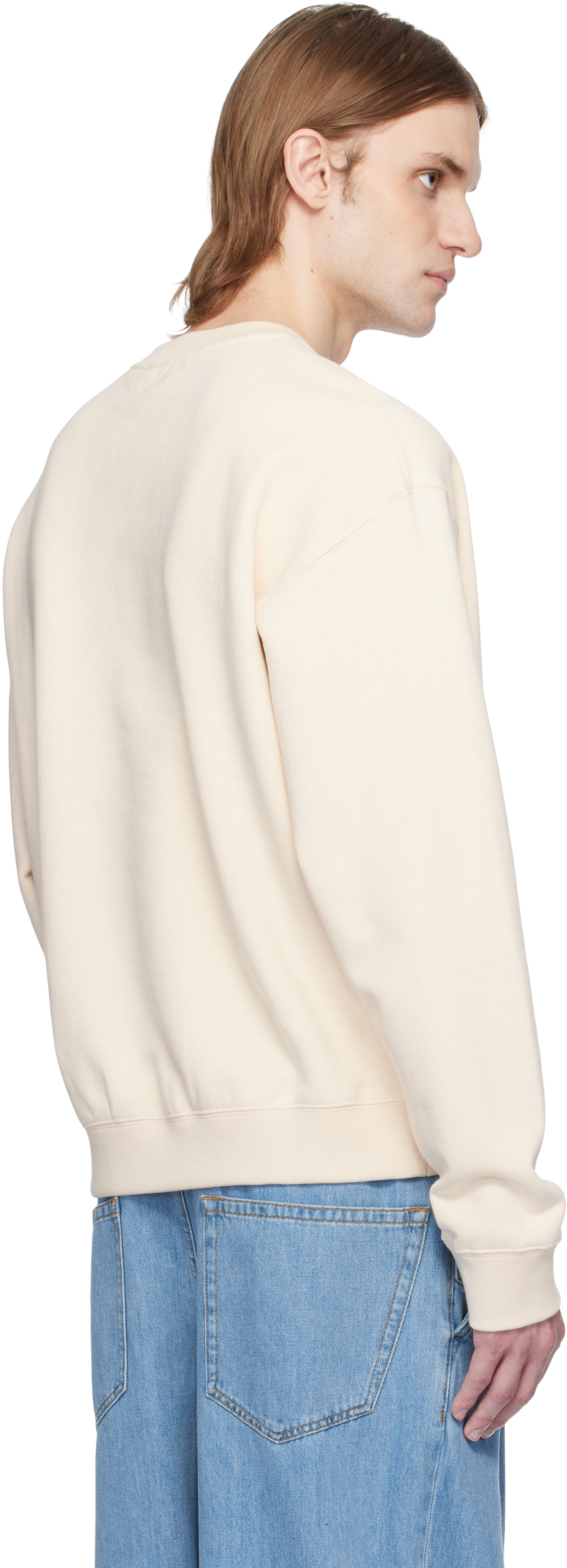 Jil Sander Beige Embroidered Logo Sweatshirt In Neutral