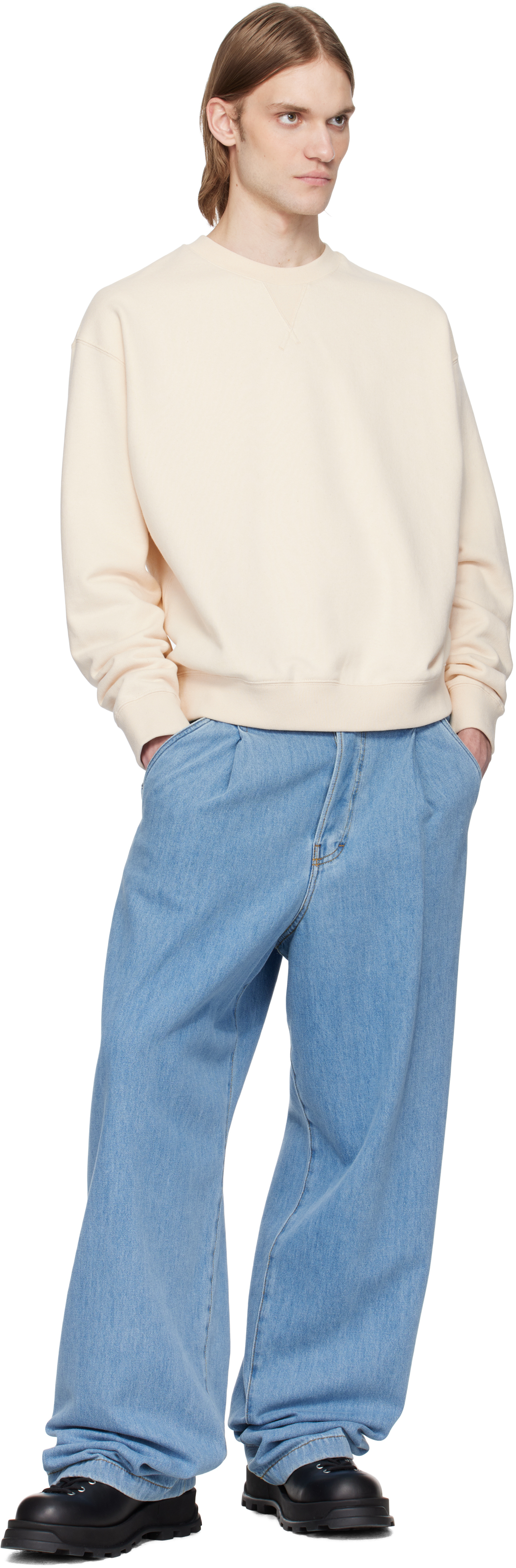 Jil Sander Beige Embroidered Logo Sweatshirt In Neutral