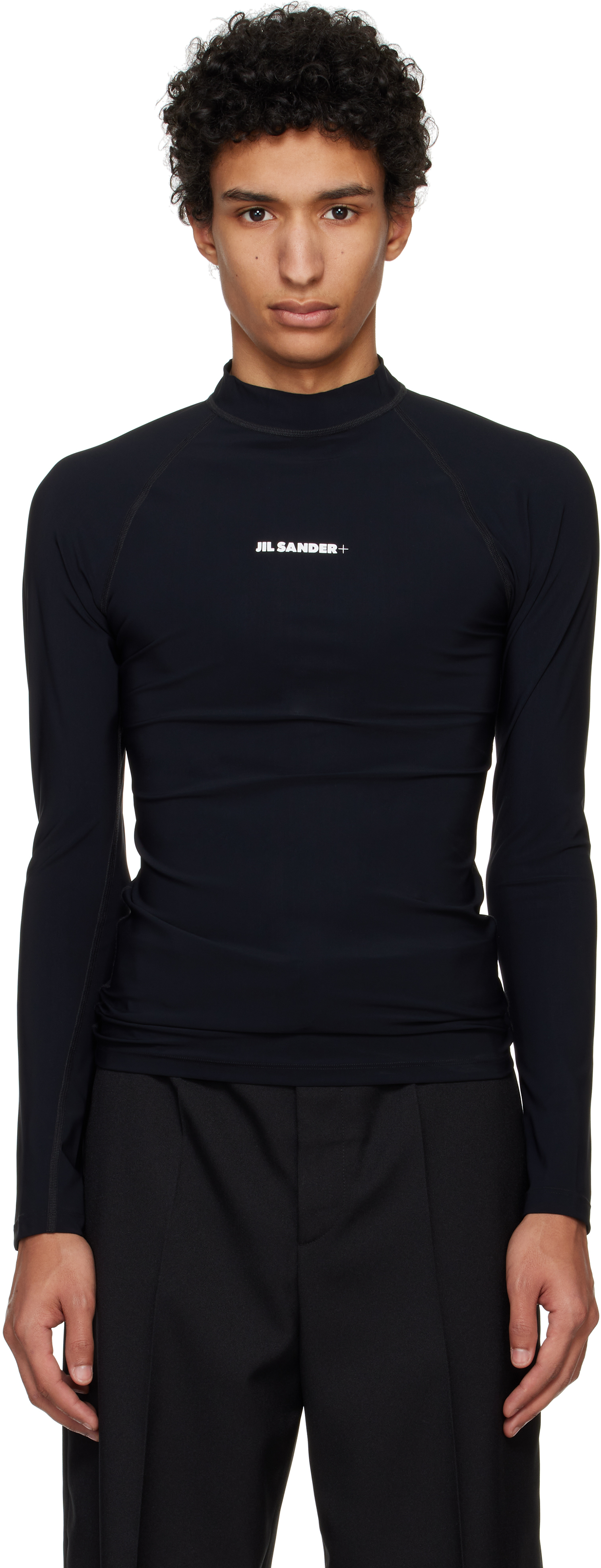 【関税込み】Jil Sander ブラック ジャージ 長袖Tシャツ Jil Sanderのブラック ジャージ 長袖Tシャツがセール中
