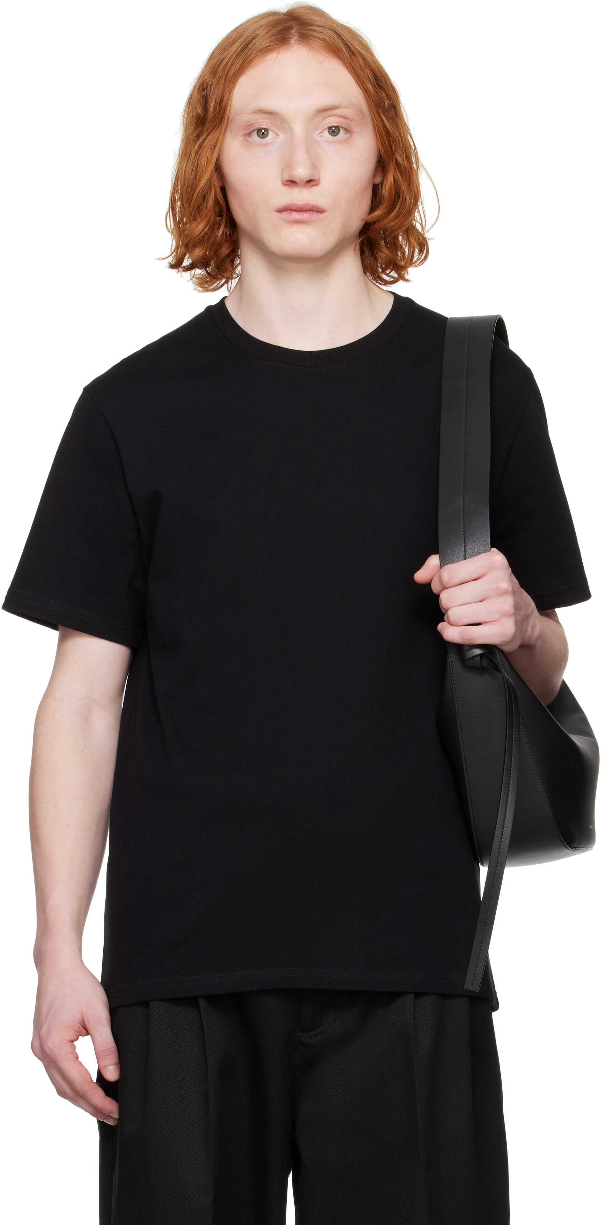 【関税&送料込み】Jil Sander Black Crewneck T-Shirt With L Black Crewneck T-shirt by Jil Sander on Sale