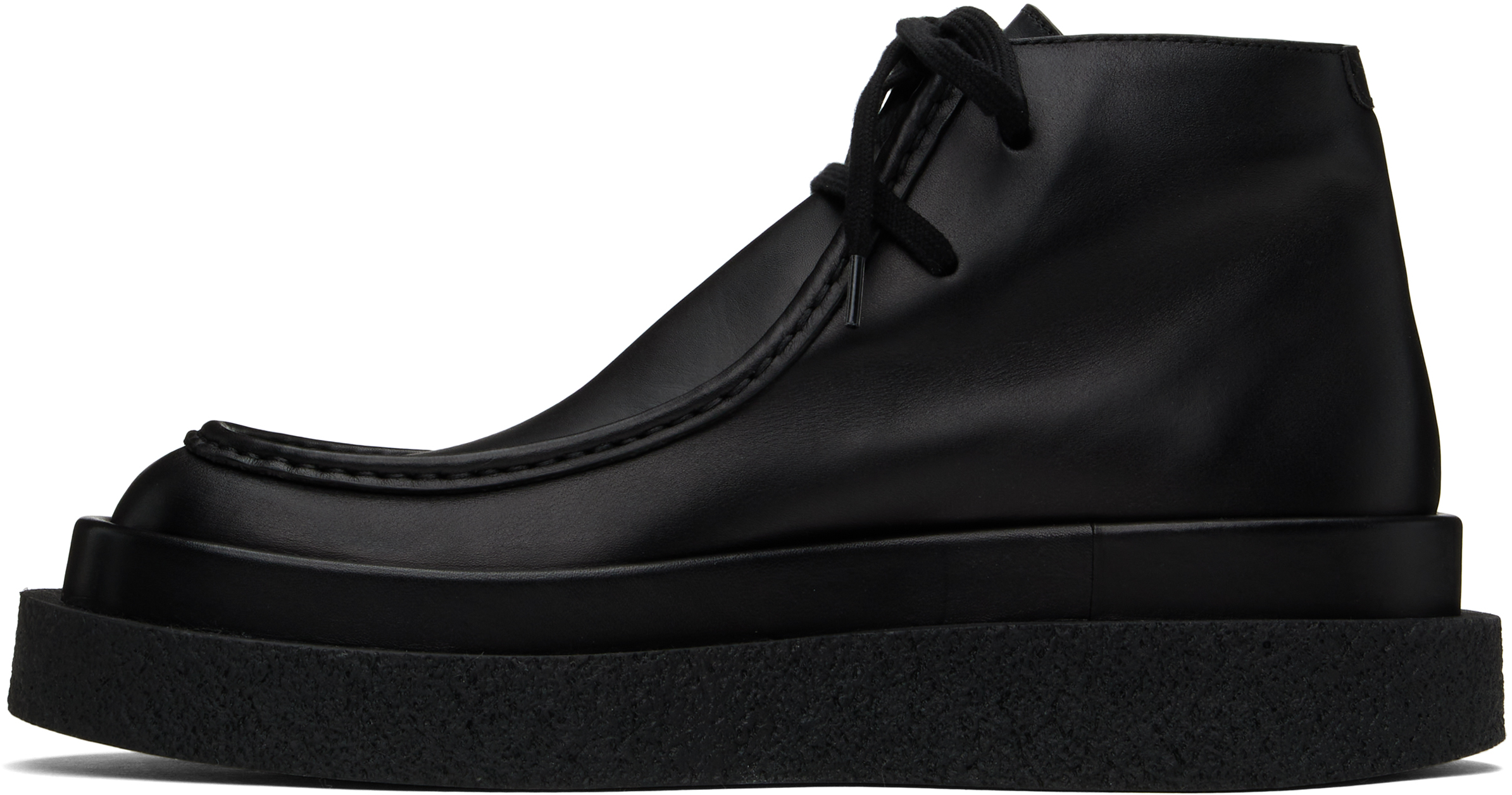 Jil Sander Black Low Lace-up Boots In 001 Black