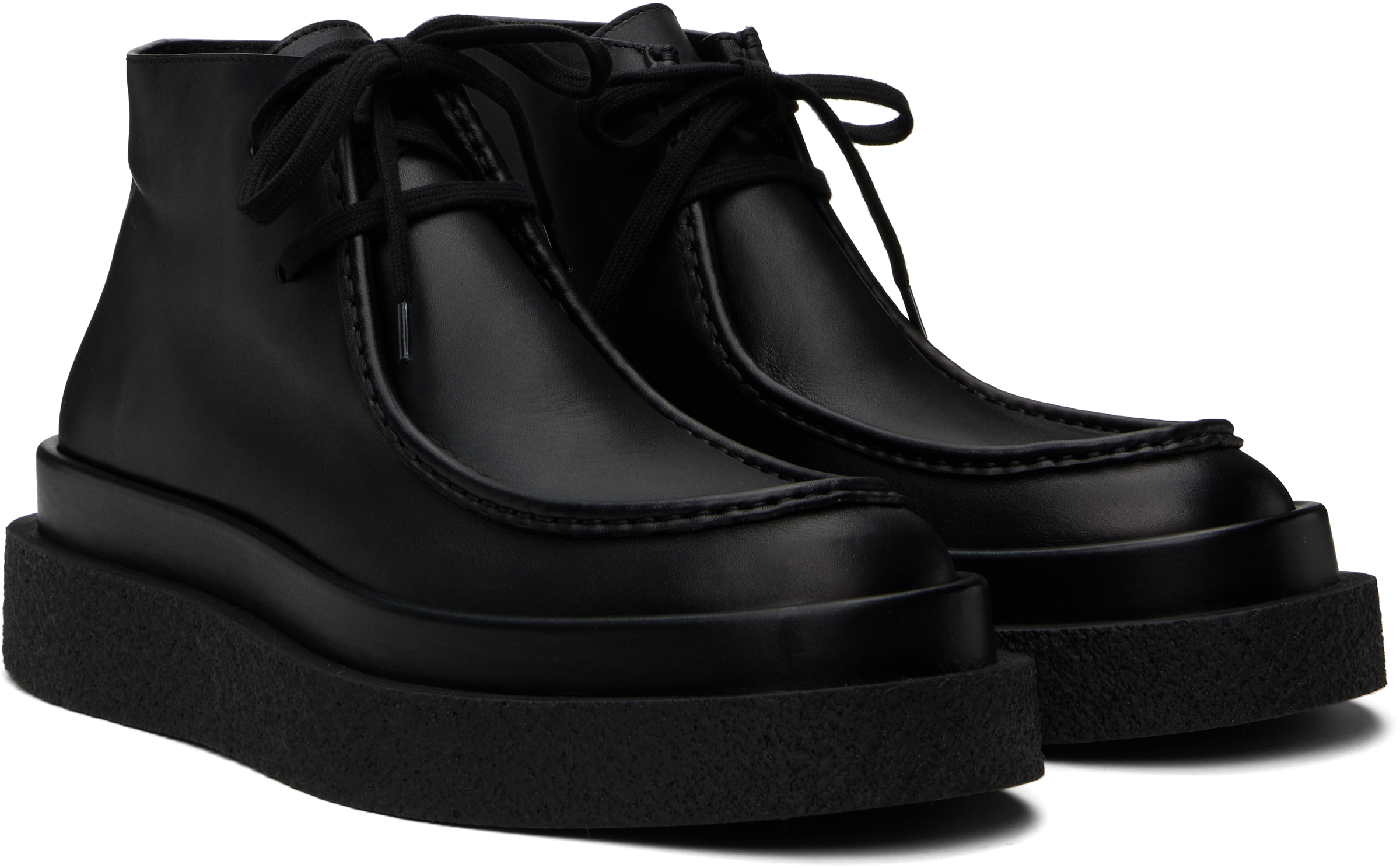 Jil Sander Black Low Lace-up Boots In 001 Black