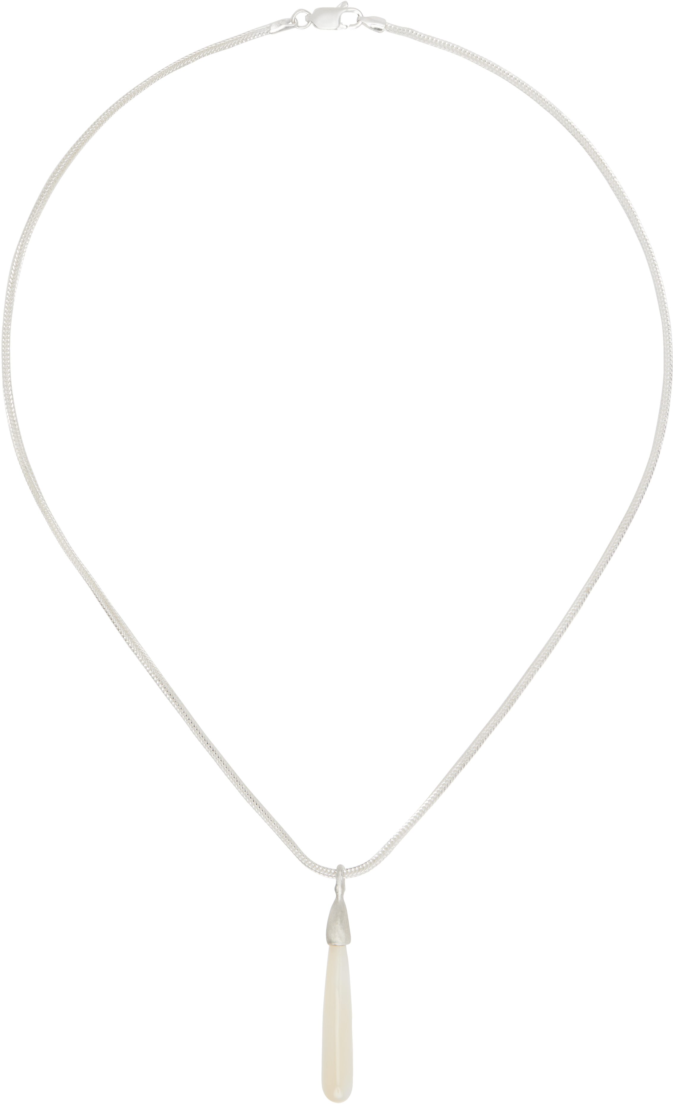 Silver Mother Of Pearl Drop Pendant Necklace