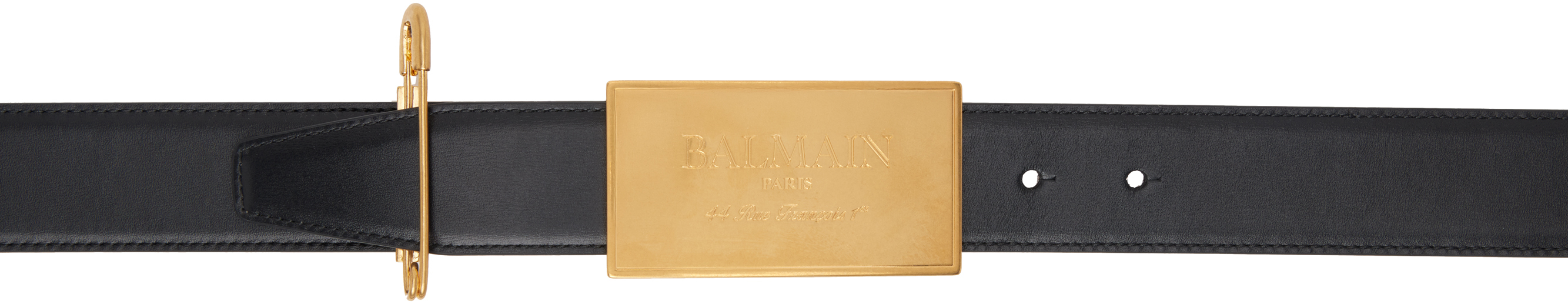 【関税込み】Balmain ブラック Safety Pin レザーベルト Balmainのブラック Safety Pin レザーベルトがセール中