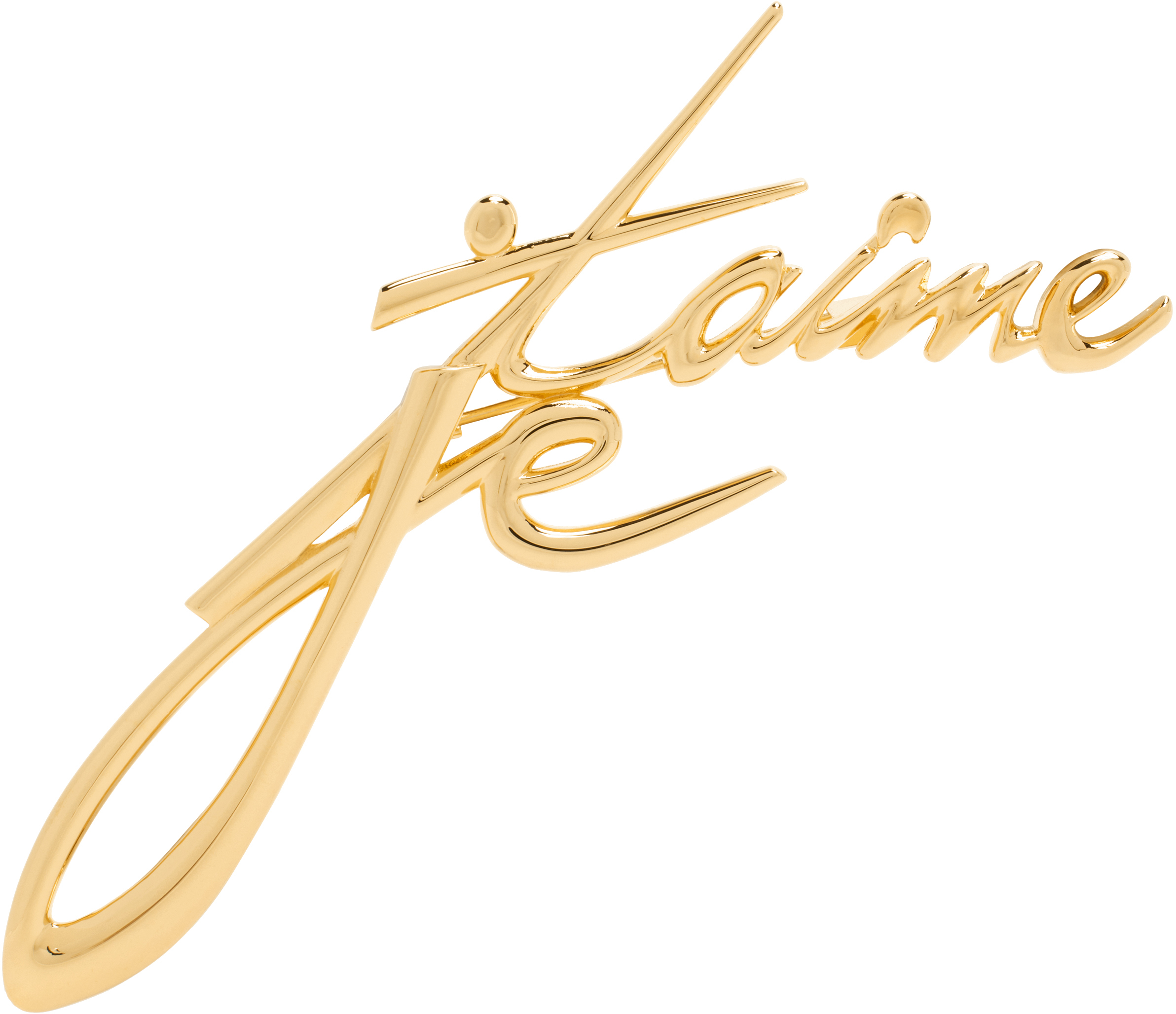 Gold 'Je t'aime' Brass Brooch