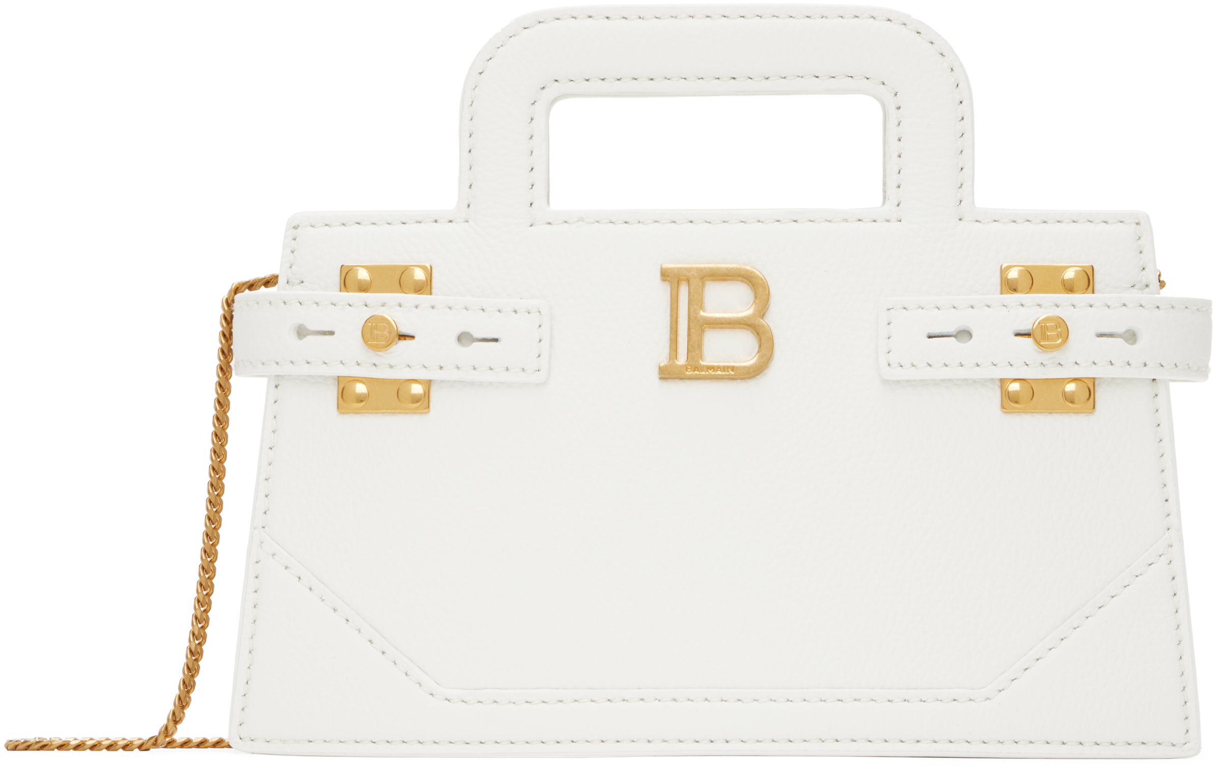 Balmain White Small B-buzz Bag In 0fa Blanc