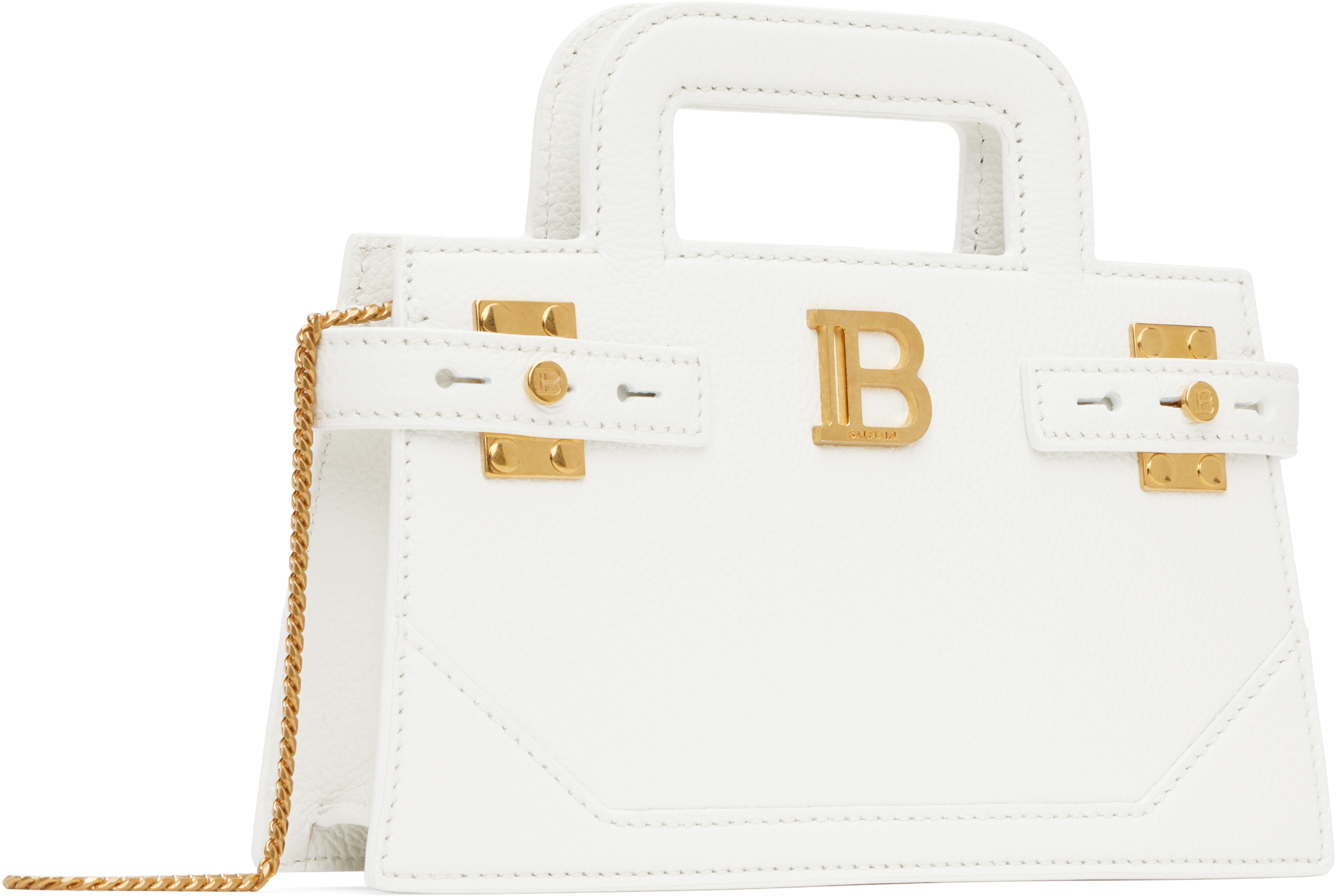 Balmain White Small B-buzz Bag In 0fa Blanc