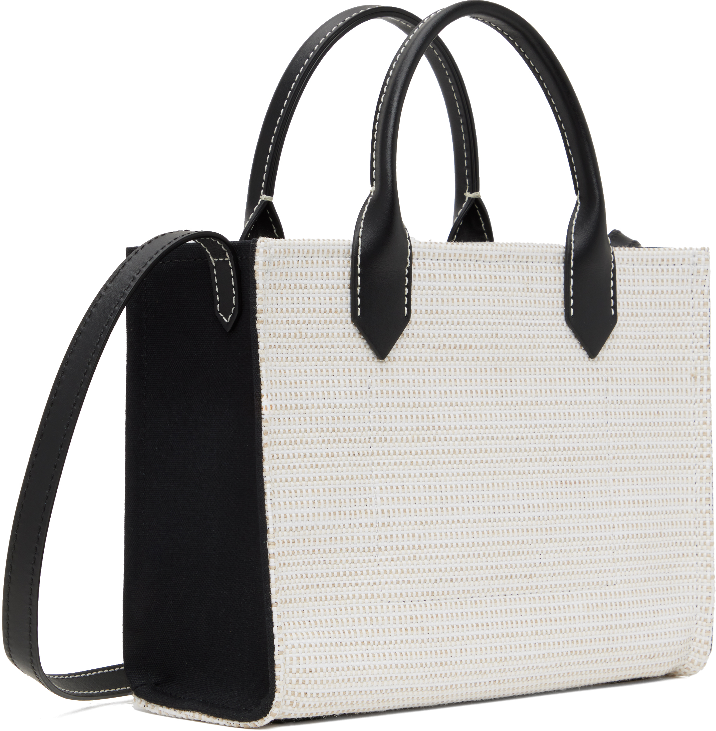 Balmain Gray & Black Small Raffia B-army Tote