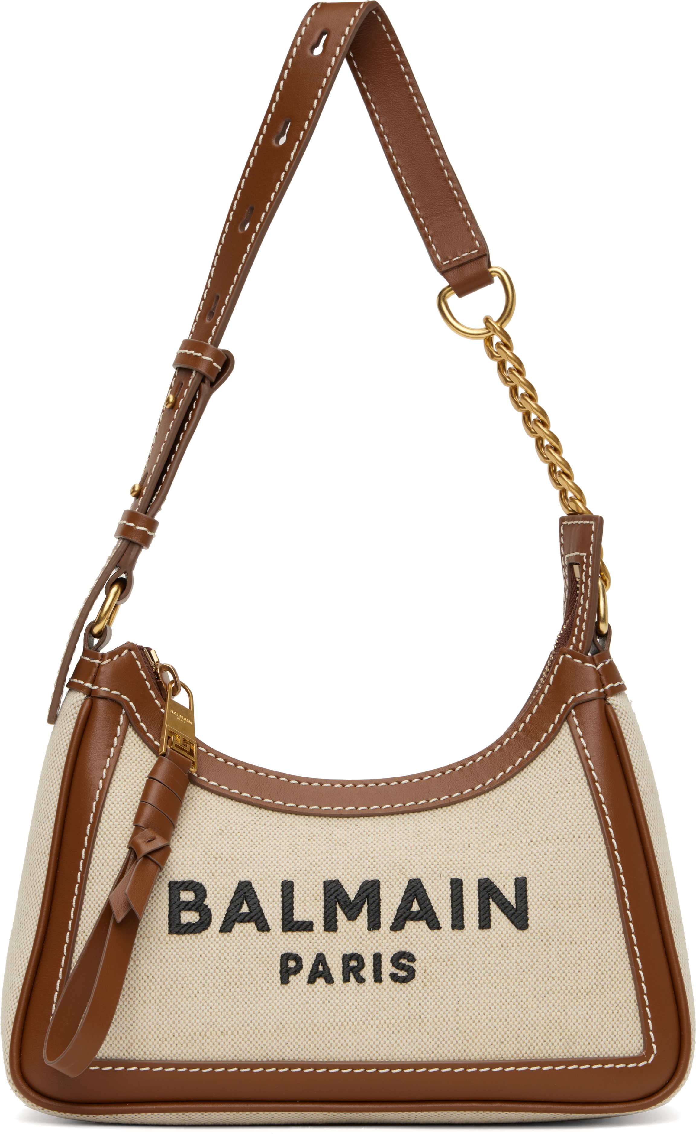 Beige & Brown B-Army Canvas Bag by Balmain on Sale