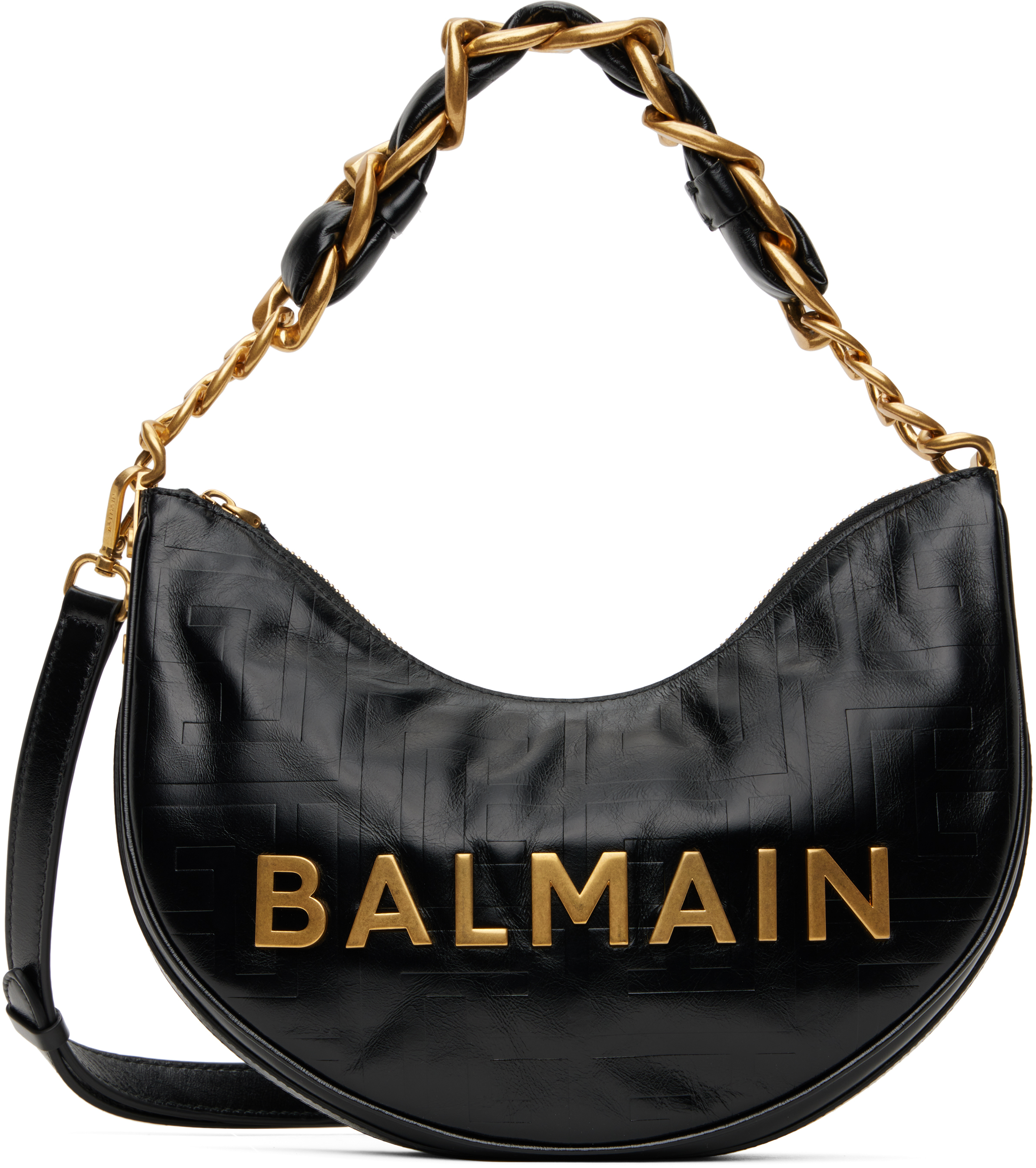 【関税込み】Balmain ブラック 1945 Soft バッグ Balmain 1945 Soft Cabas Embossed Leather Hobo Bag | Saks