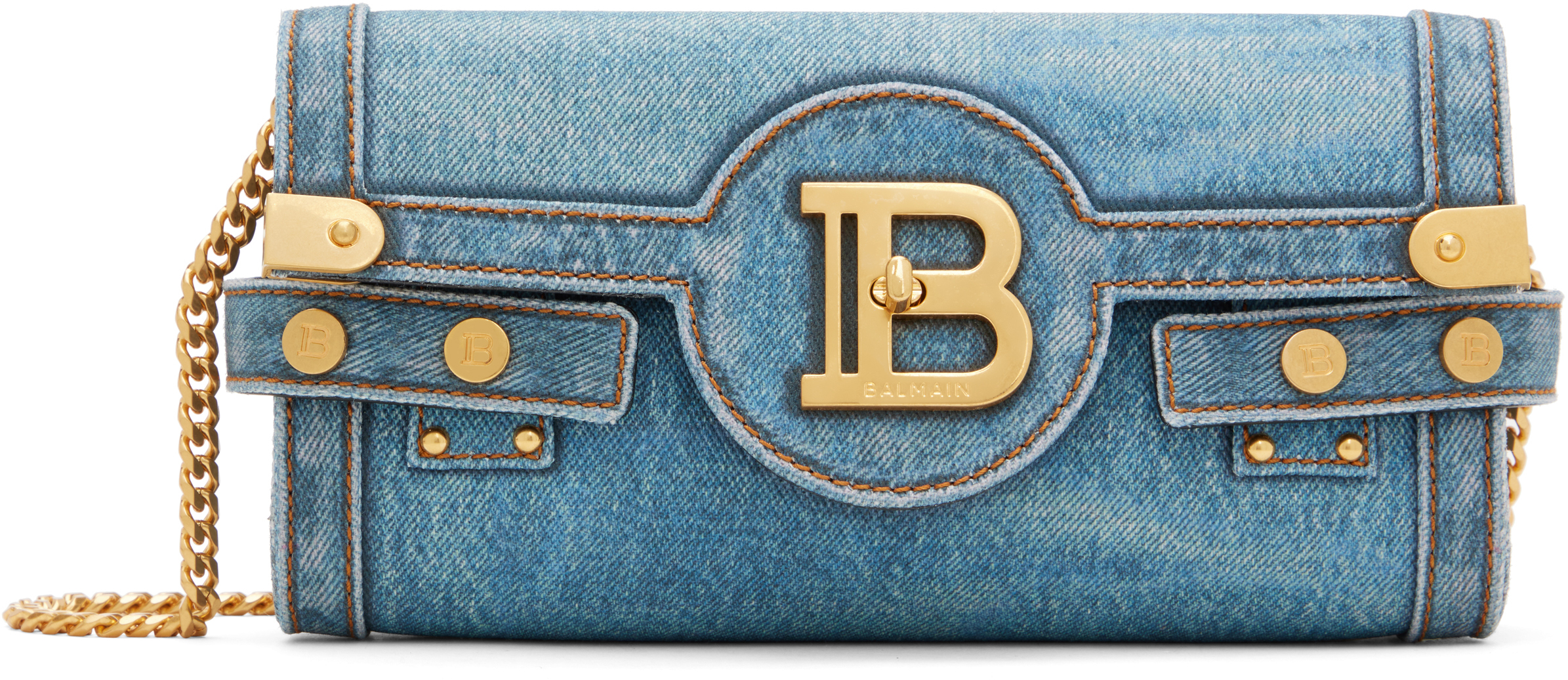 【関税＆送料込み】Balmain B-Buzz 23 Clutch B-Buzz 23 monogrammed grained leather clutch - Women | BALMAIN