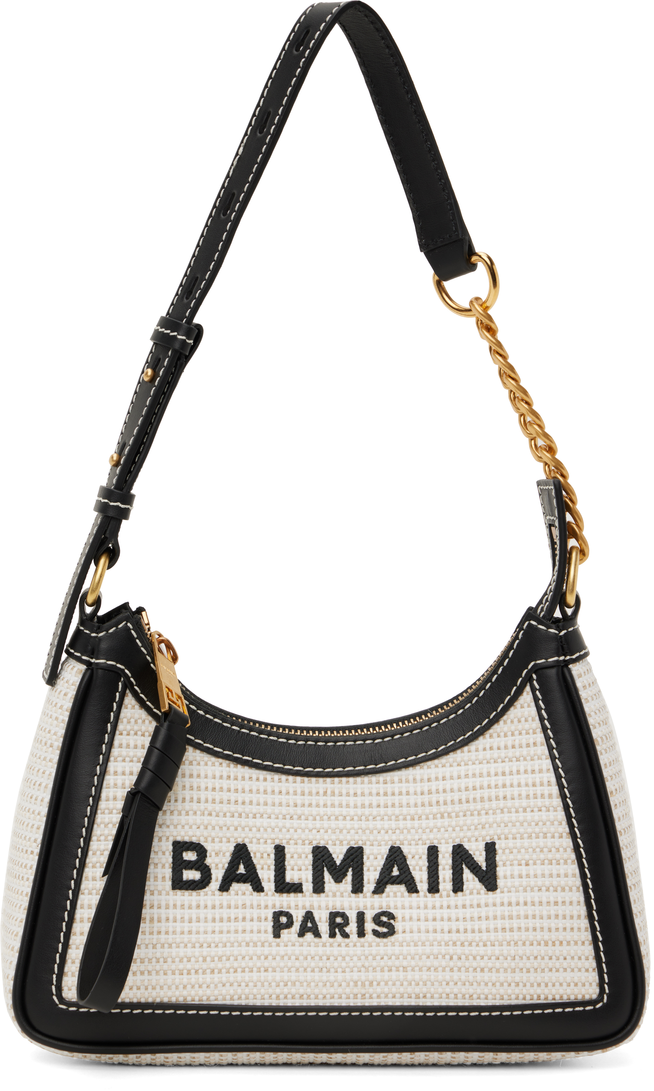Beige Raffia B-Army Shoulder Bag
