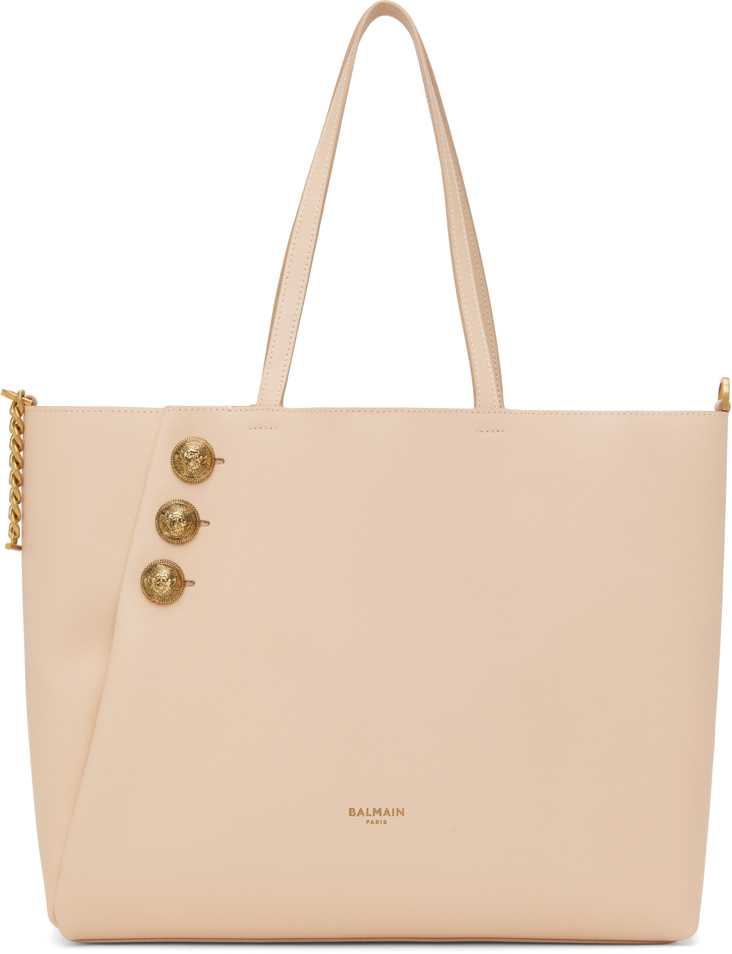 Pink Emblème Grained Calfskin Tote by Balmain on Sale