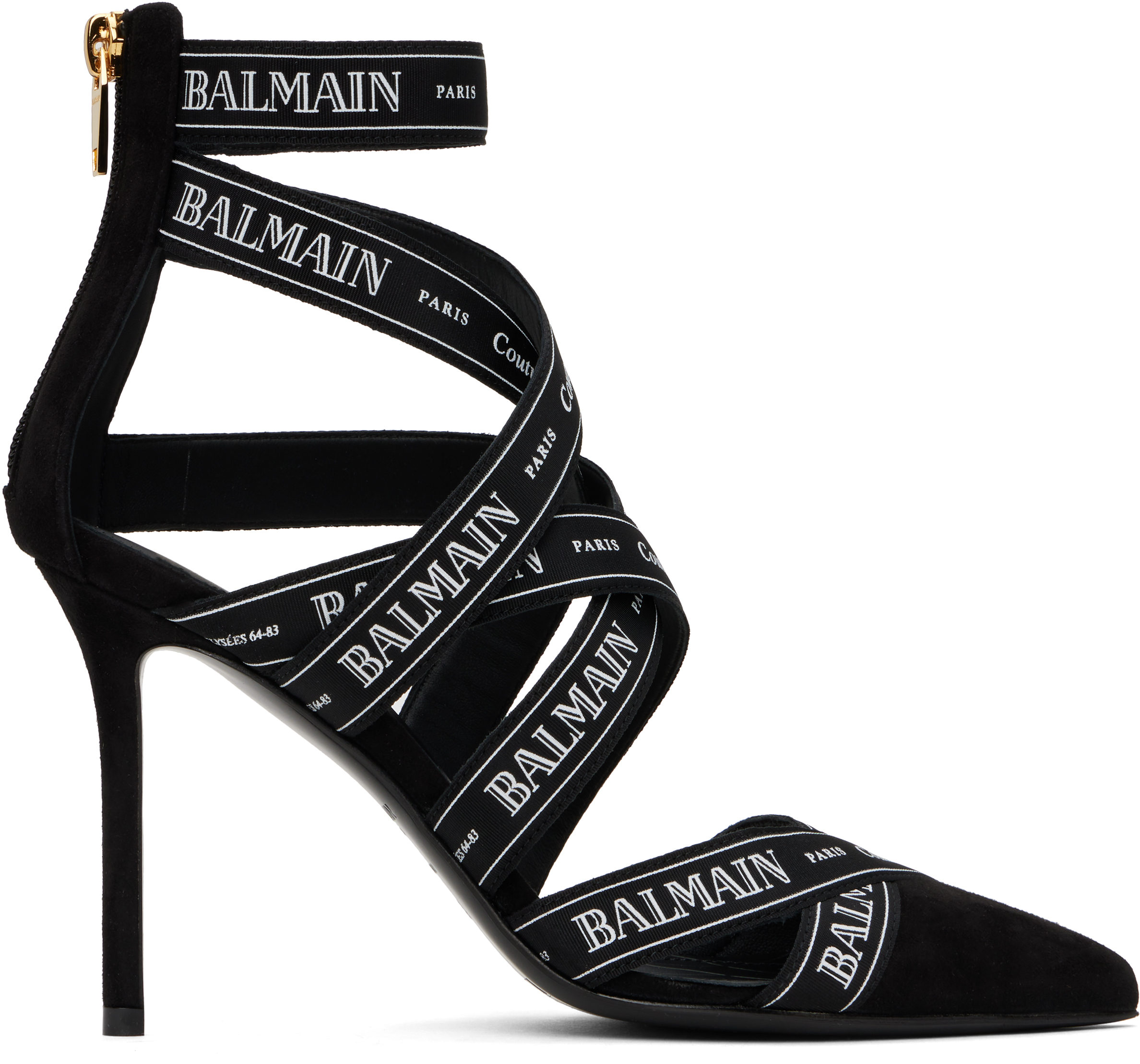 Balmain Black Couture Suede Heels SSENSE UK