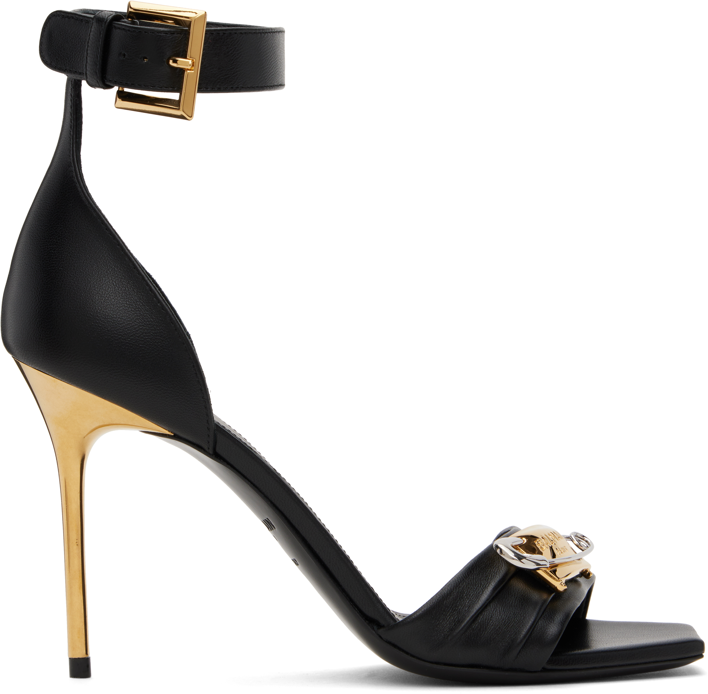 Black Safety-Pin Lambskin Sandals