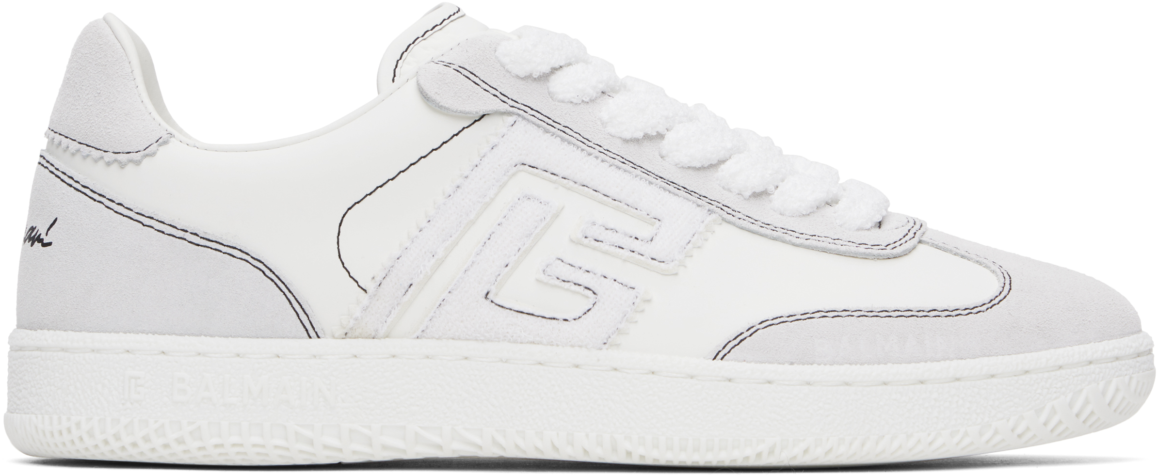 【関税&送料込み】Balmain 'Swan' White Leather Sneakers White Swan Sneakers by Balmain on Sale