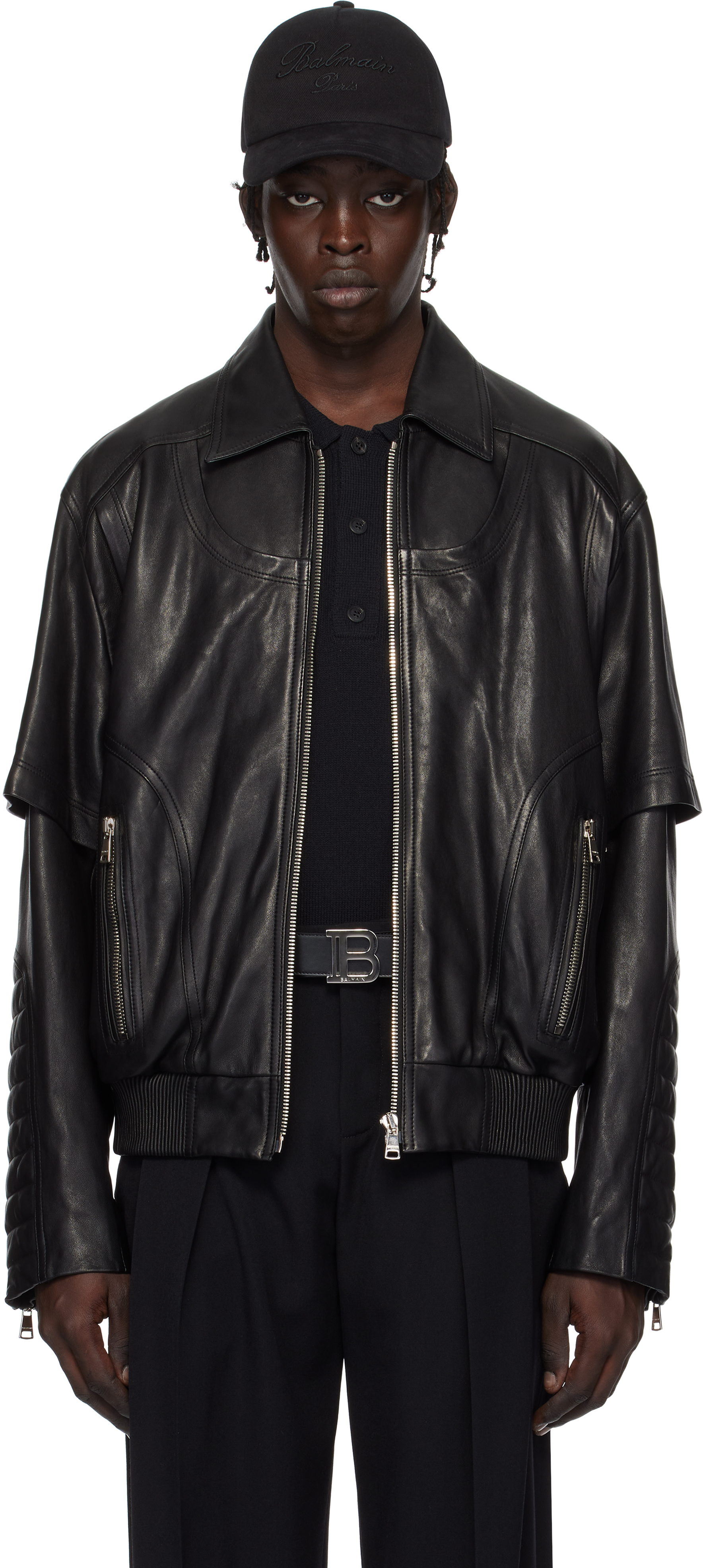 Black Layered Leather Jacket