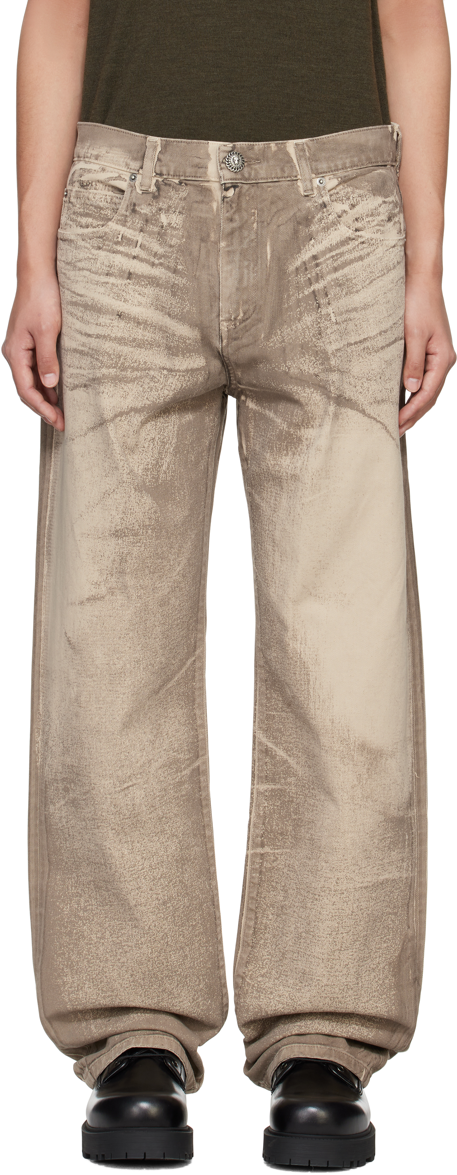 Beige Loose-Fit Jeans