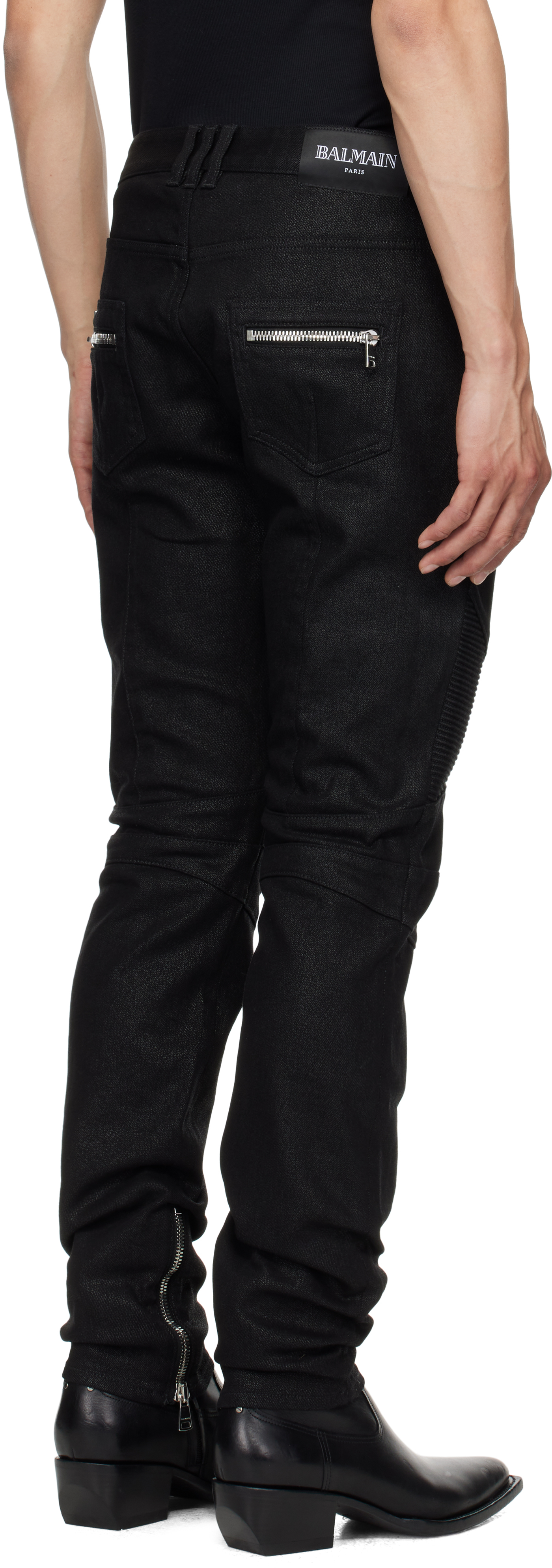 Balmain Cotton Slim-fit Jeans In 0ej Noir Brillant