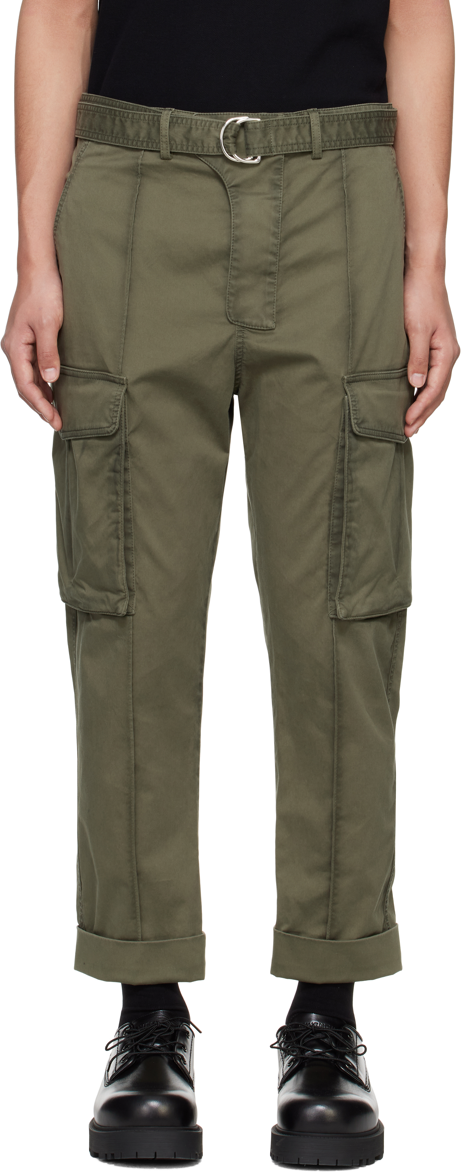 Green Tailored Slouch Cotton Cargo Pants