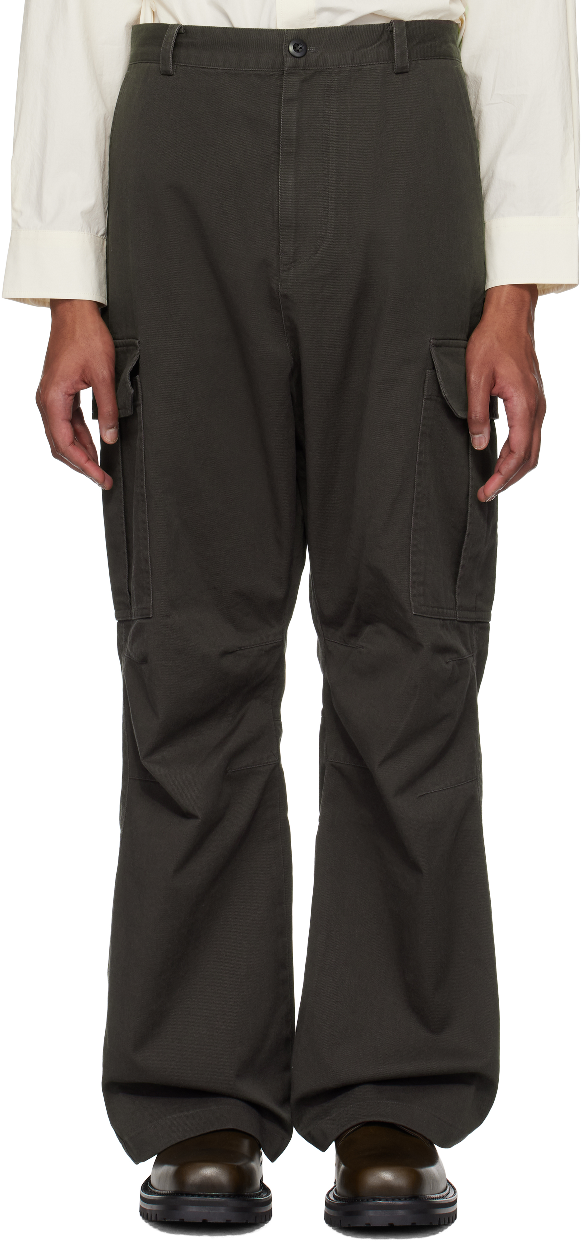 Black Loose Flared Cargo Pants