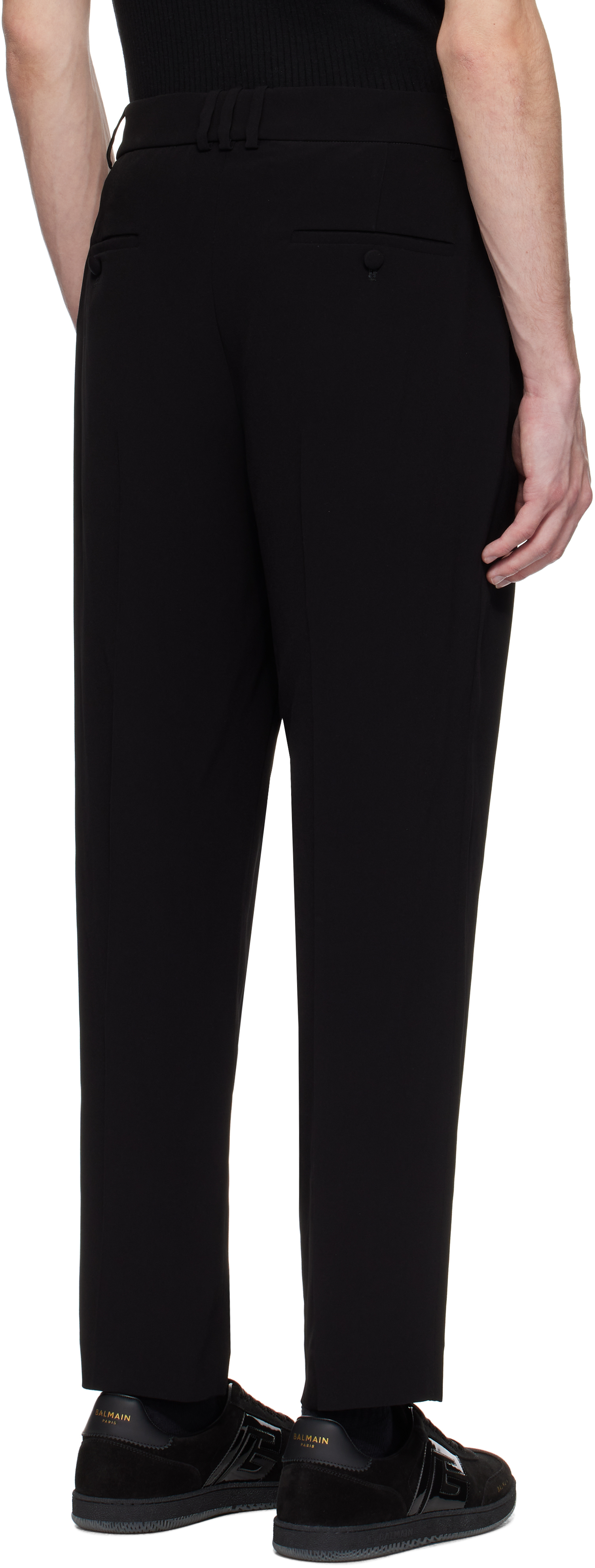 Balmain Black Crêpe Straight-leg Trousers In 0pa Noir
