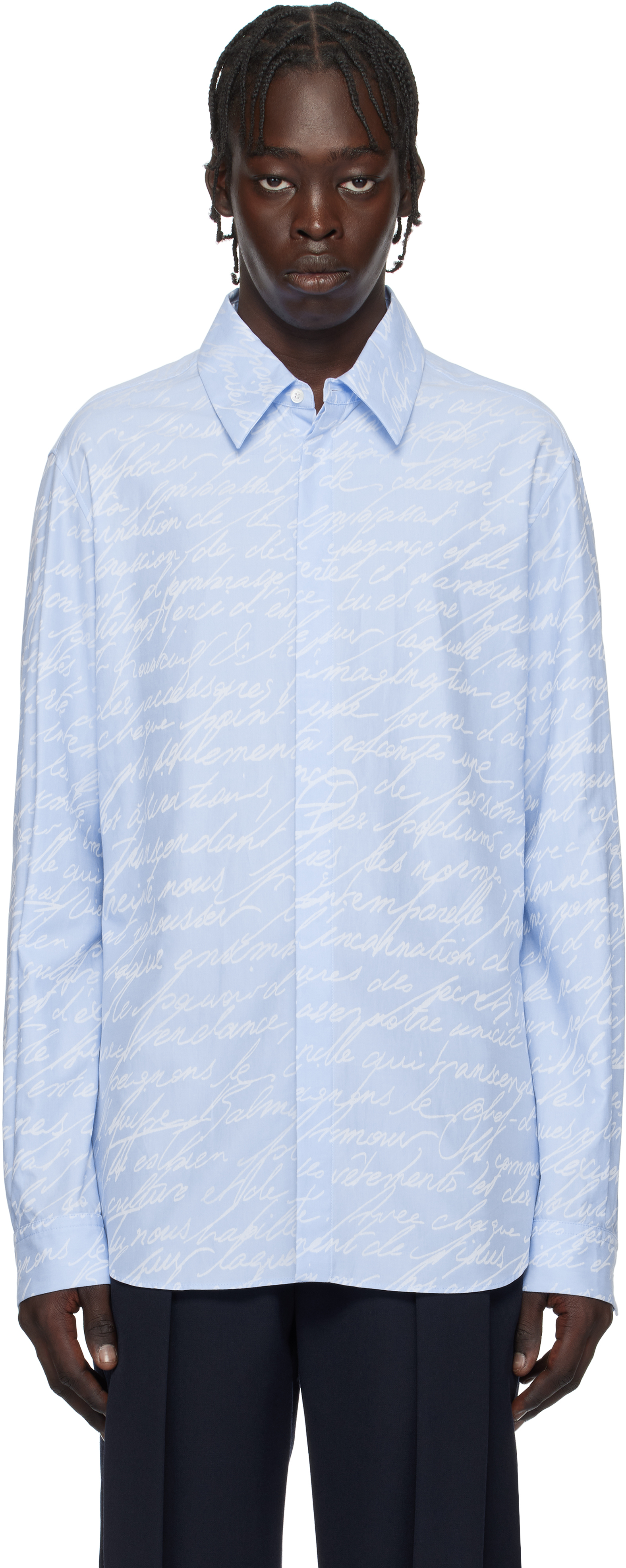 Blue Love Letter Print Shirt