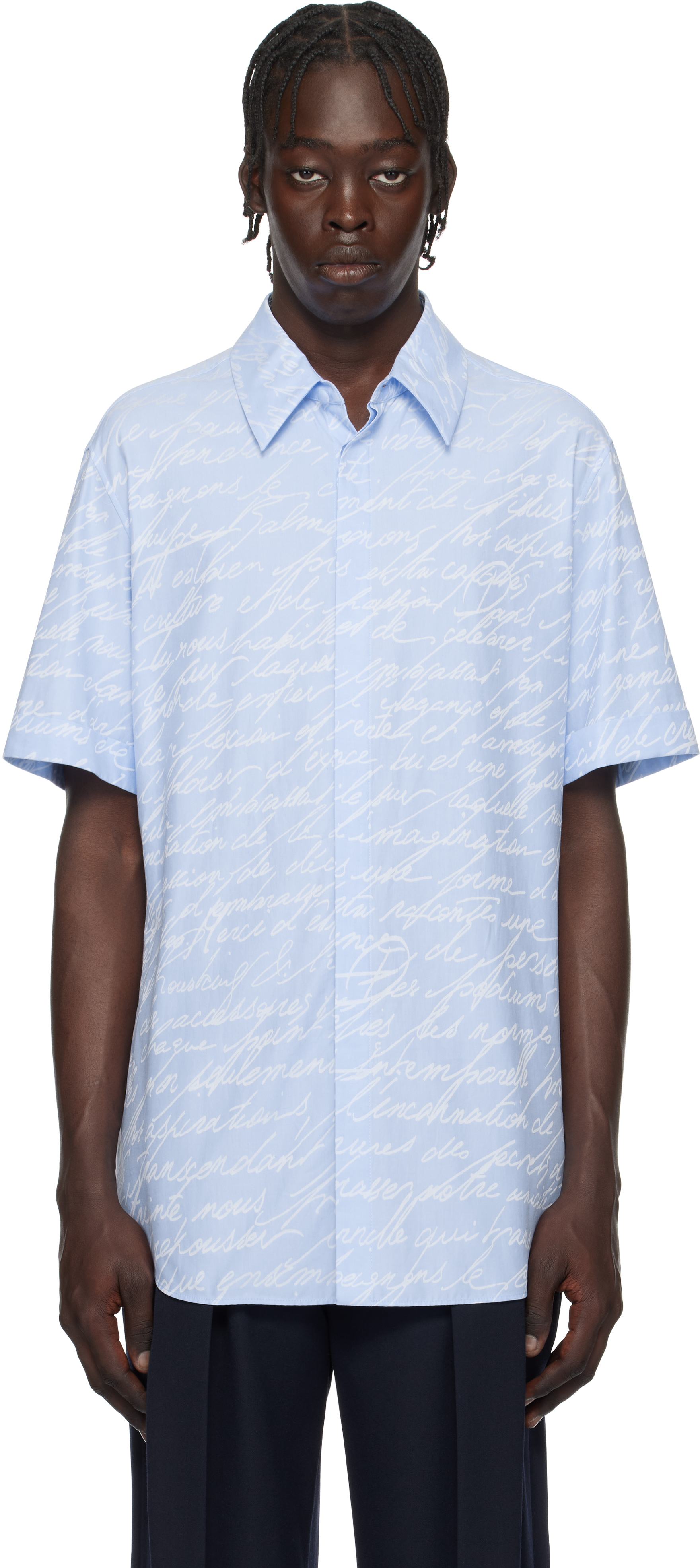 Blue Love Letter Print Shirt